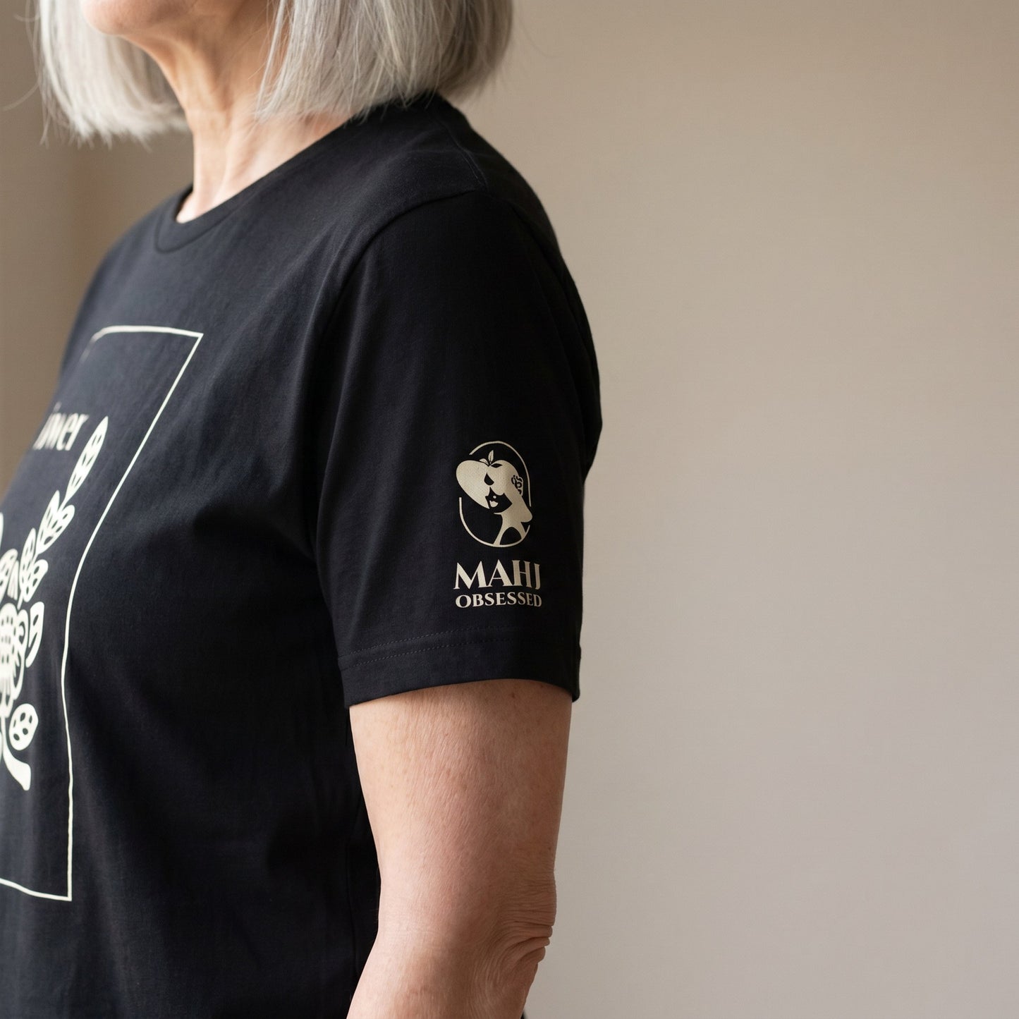 Mahjong t-shirt sleeve detail Black - Mahj Obsessed [color:black]