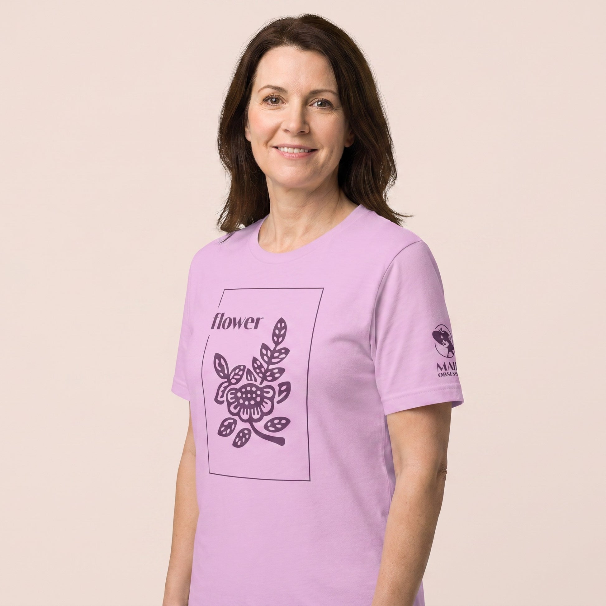 Mahjong tee Lilac three-quarter view - Mahj Obsessed [color:lilac]