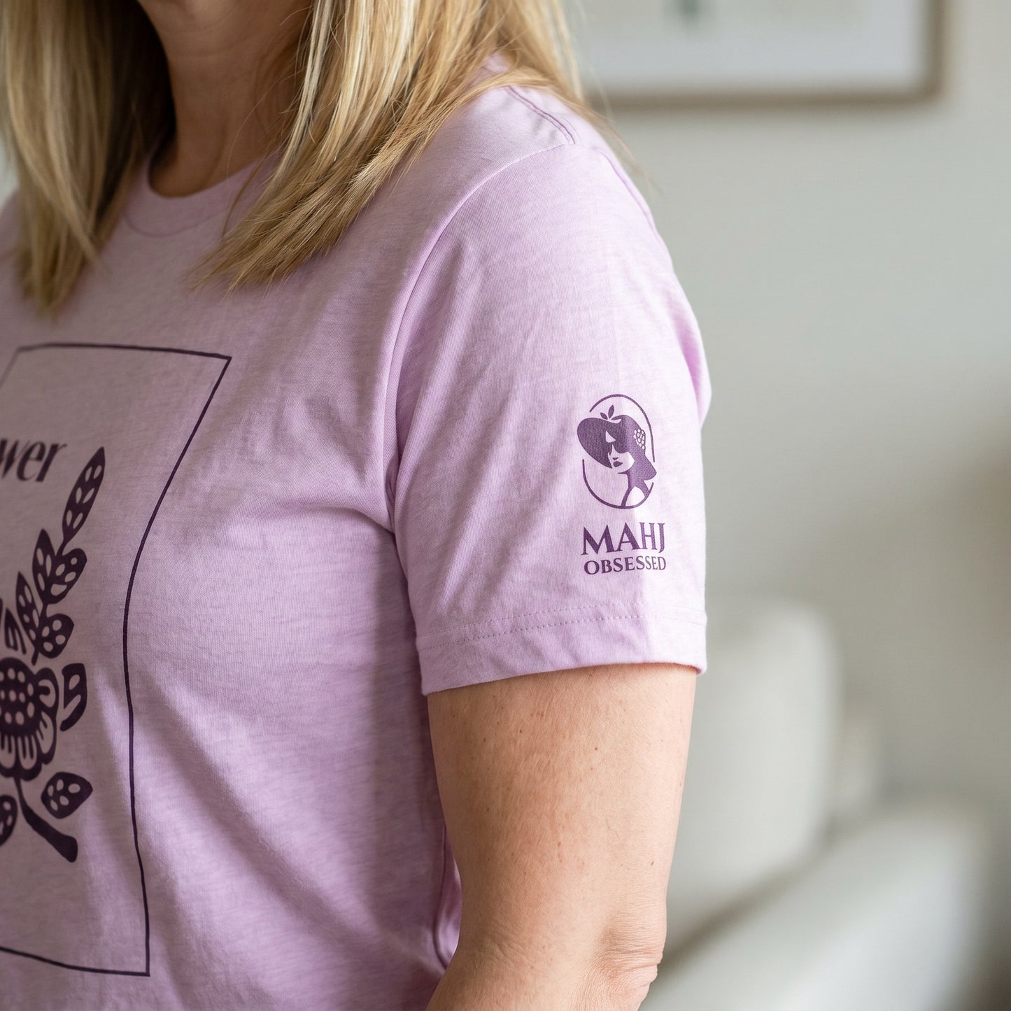 Mahjong t-shirt sleeve detail Lilac - Mahj Obsessed [color:lilac]