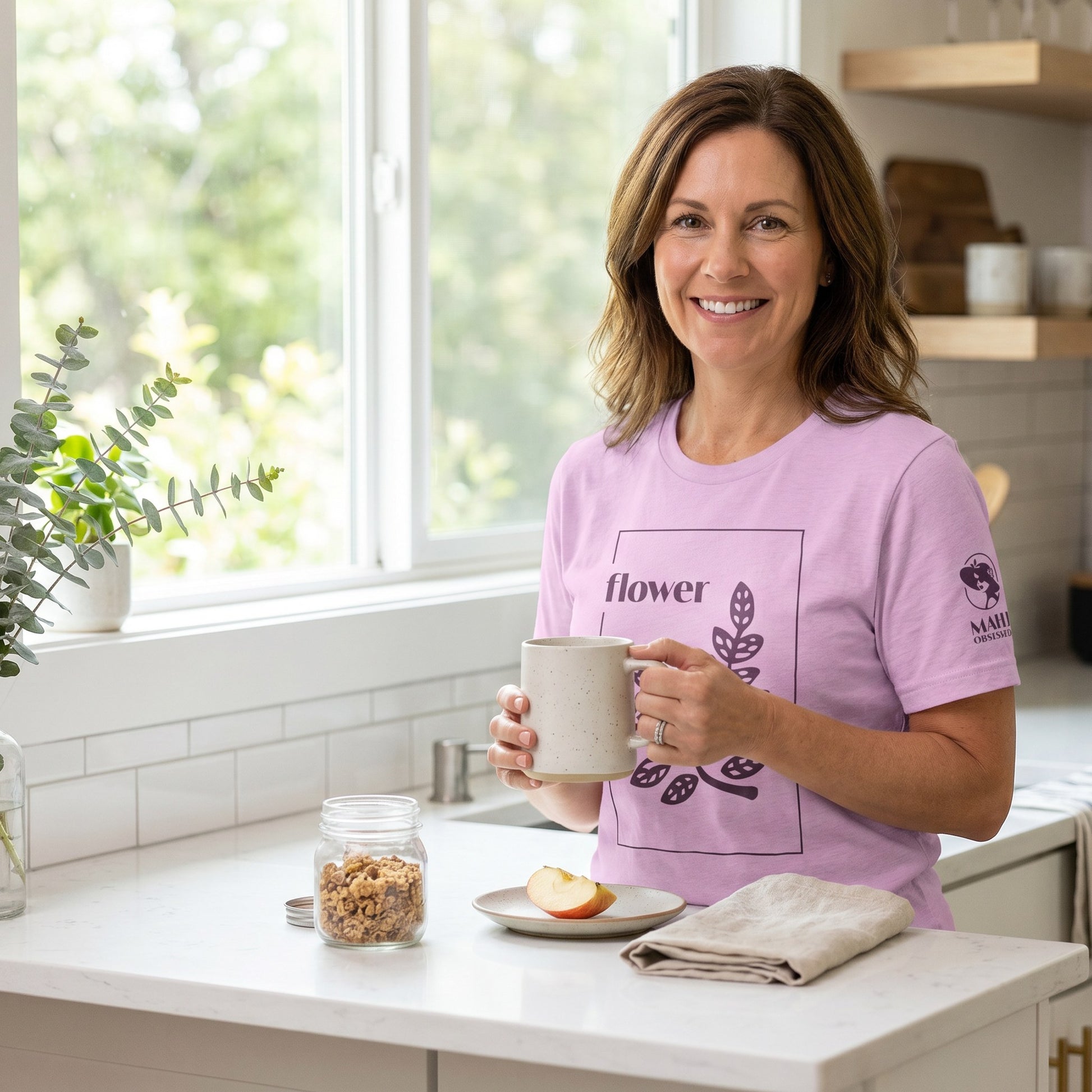 Woman wearing mahjong t-shirt Lilac - Mahj Obsessed [color:lilac]