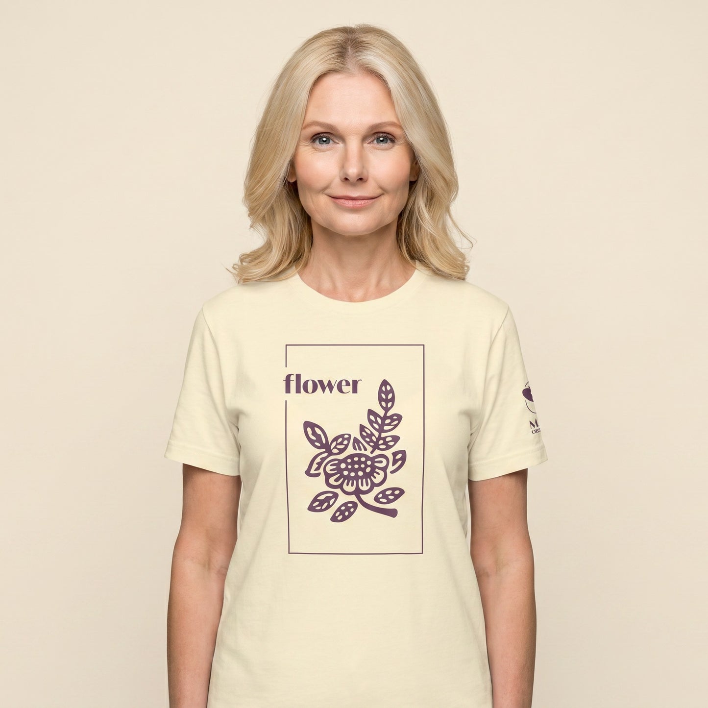 Women's mahjong t-shirt Natural front view - Mahj Obsessed [color:natural]
