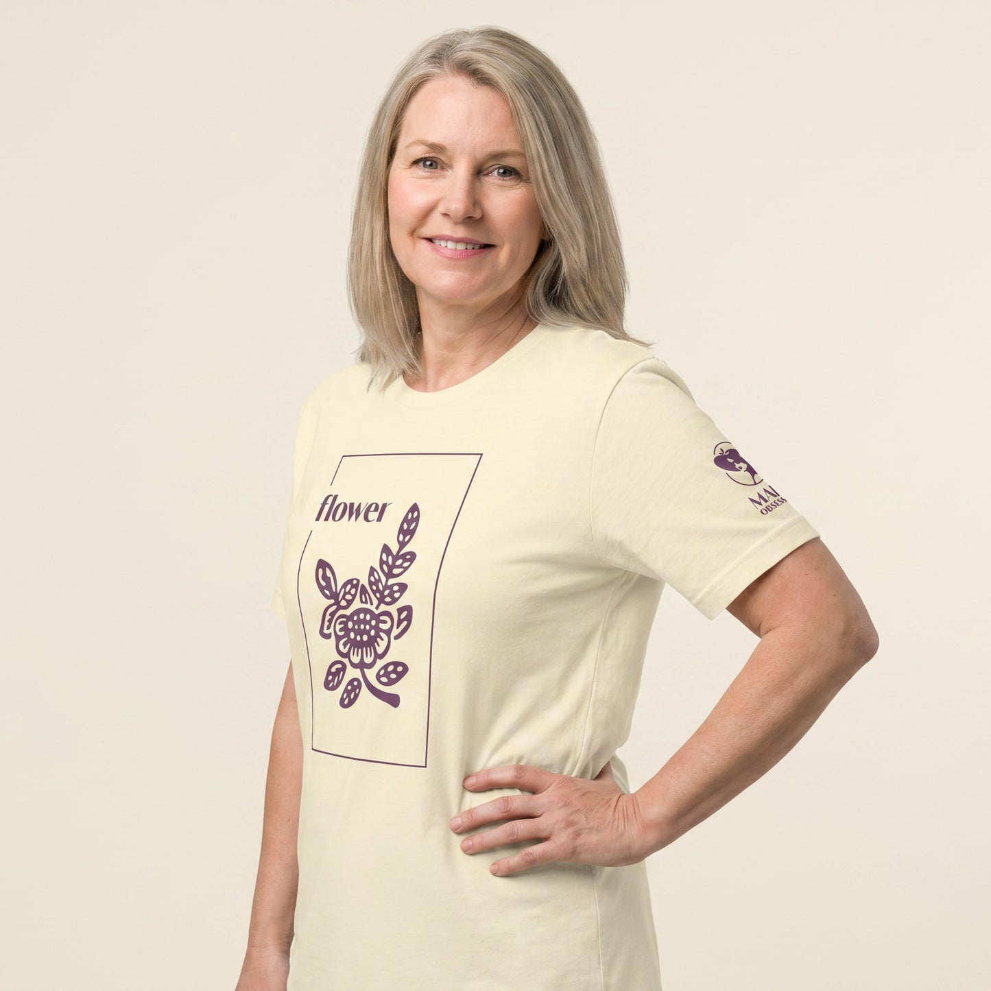 Mahjong tee Natural three-quarter view - Mahj Obsessed [color:natural]
