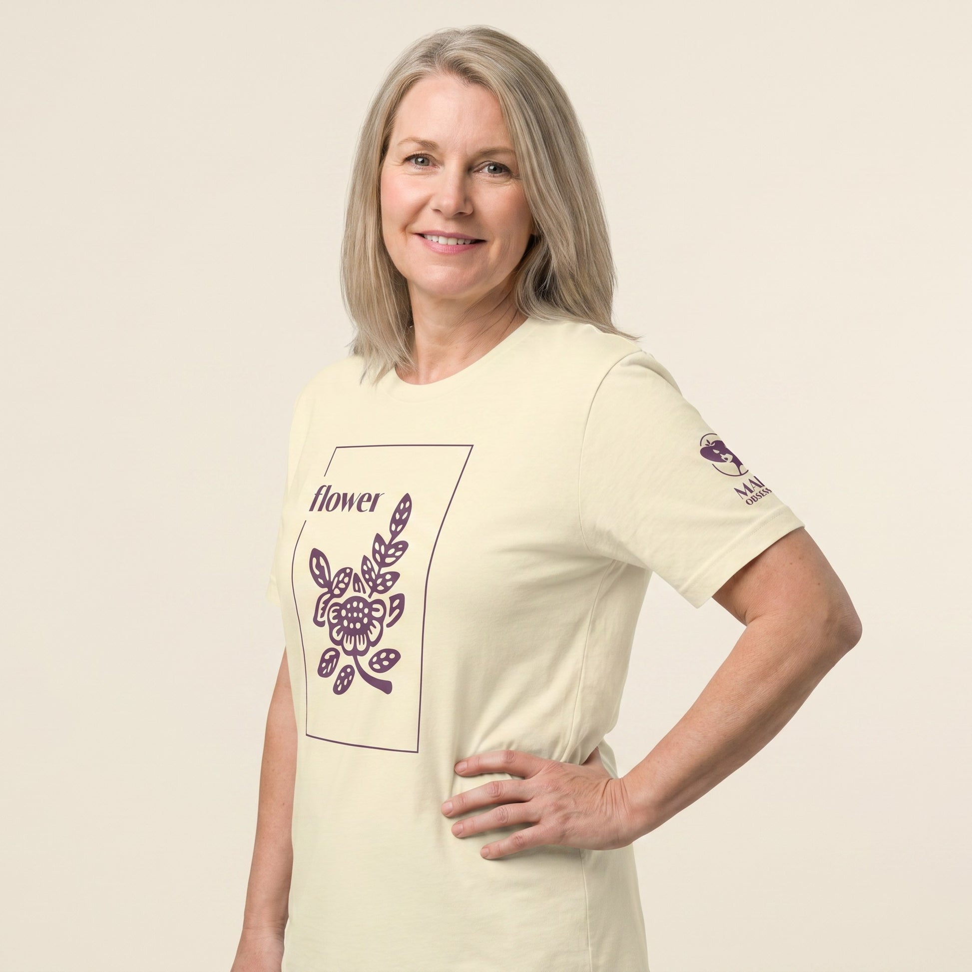 Mahjong tee Natural three-quarter view - Mahj Obsessed [color:natural]