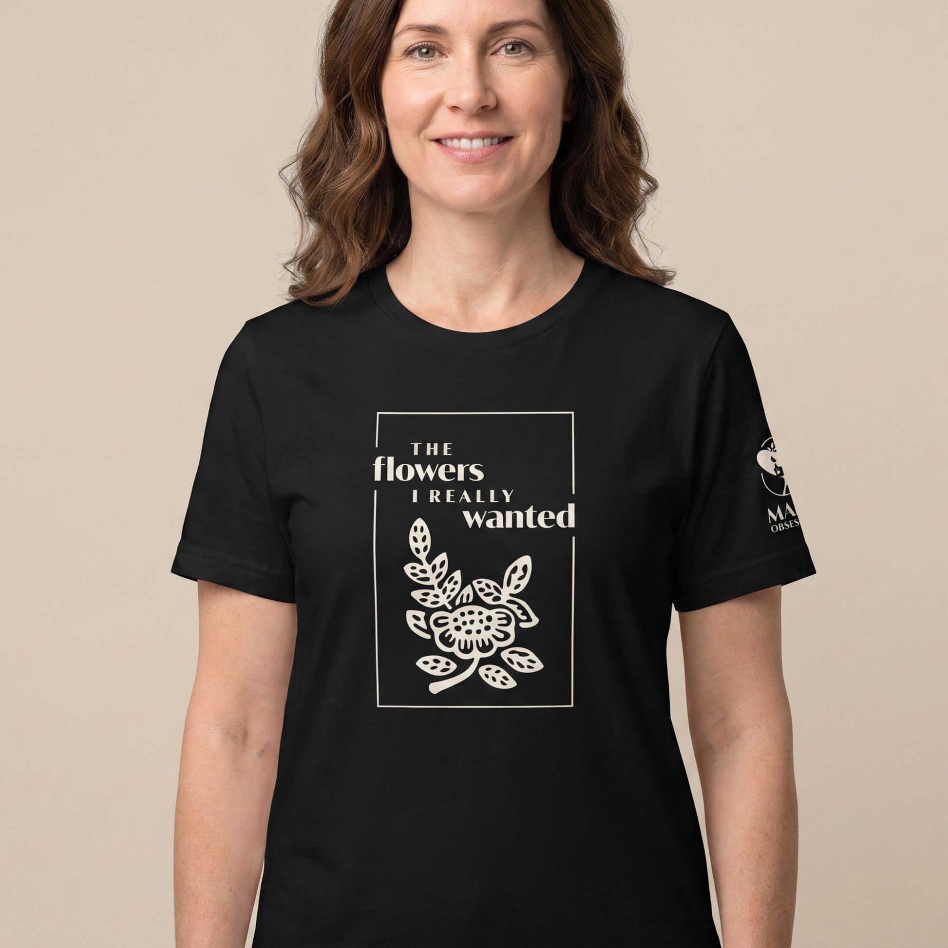 Women's mahjong t-shirt Black front view - Mahj Obsessed [color:black]