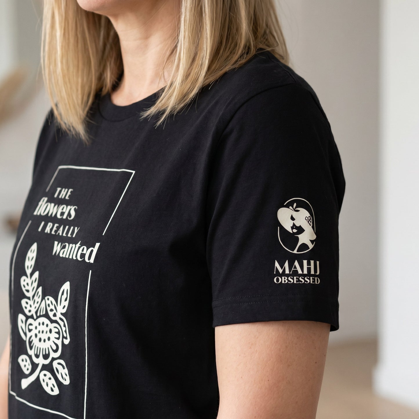 Mahjong t-shirt sleeve detail Black - Mahj Obsessed [color:black]