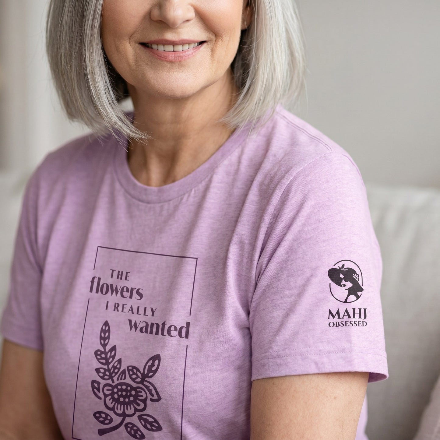 Mahjong t-shirt sleeve detail Lilac - Mahj Obsessed [color:lilac]