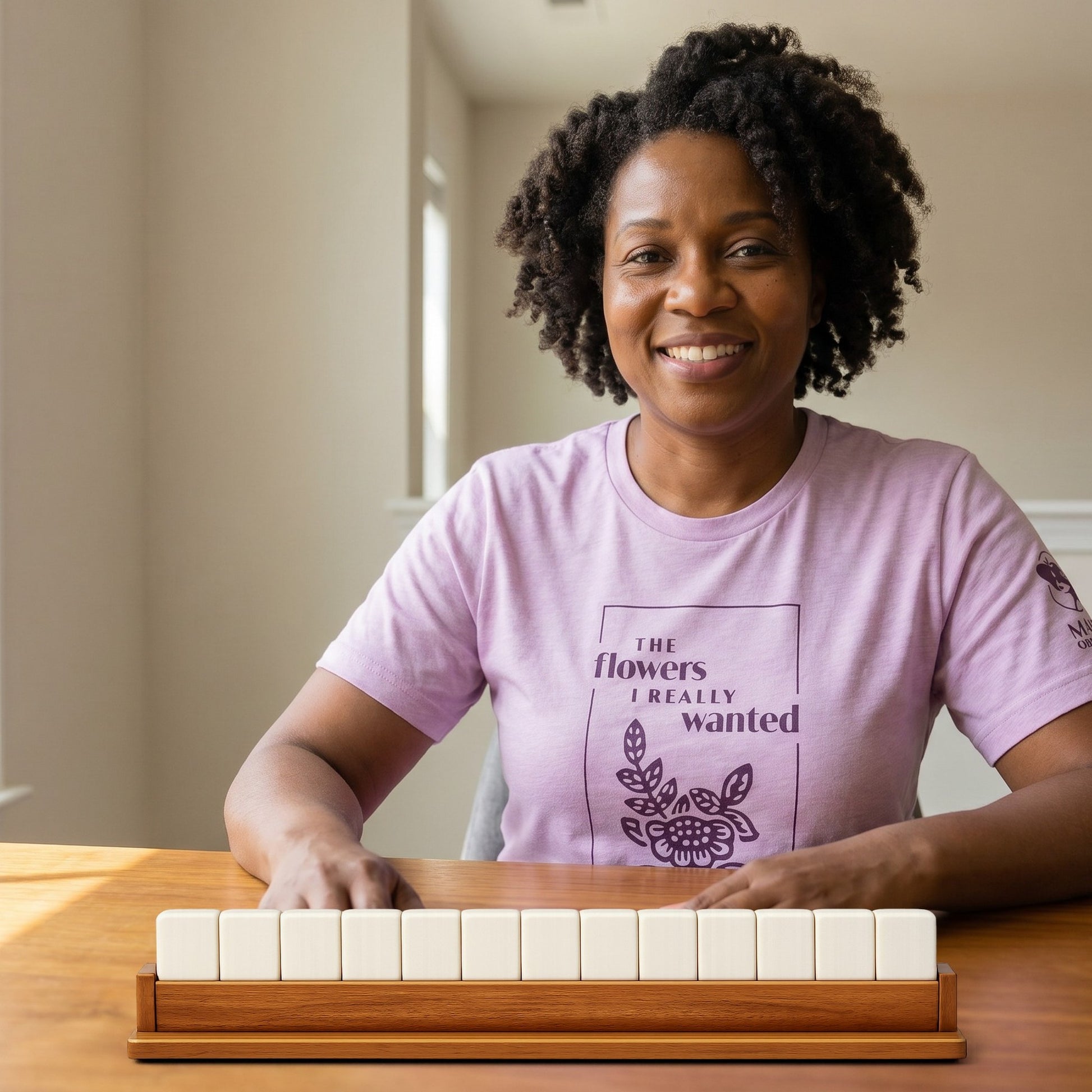 Mahjong t-shirt at game table Lilac - Mahj Obsessed [color:lilac]