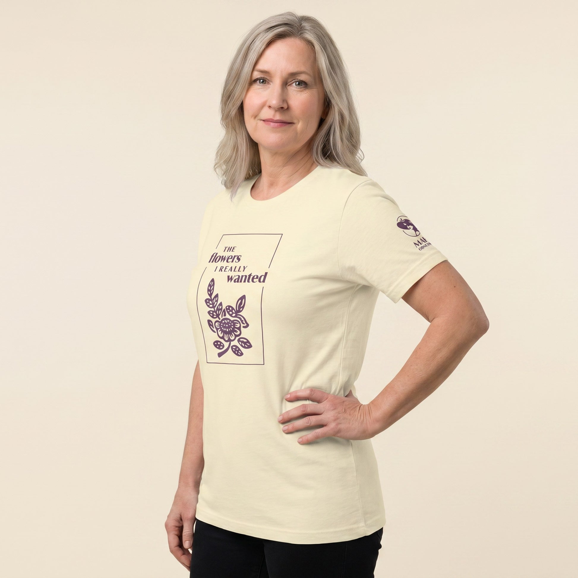 Mahjong tee Natural three-quarter view - Mahj Obsessed [color:natural]