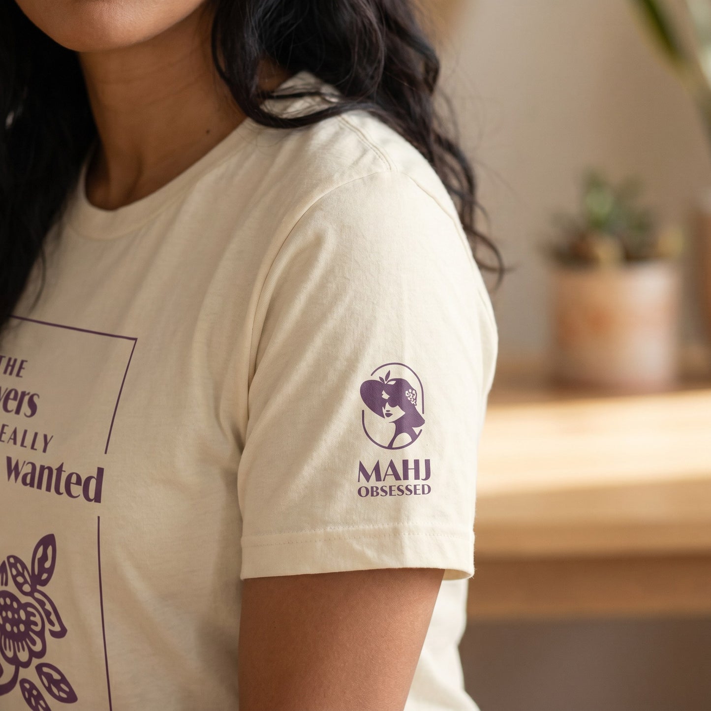 Mahjong t-shirt sleeve detail Natural - Mahj Obsessed [color:natural]