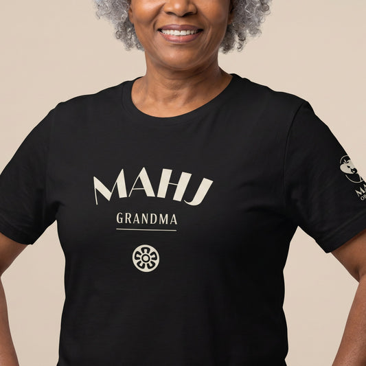 Women's mahjong t-shirt Black front view - Mahj Obsessed [color:black]