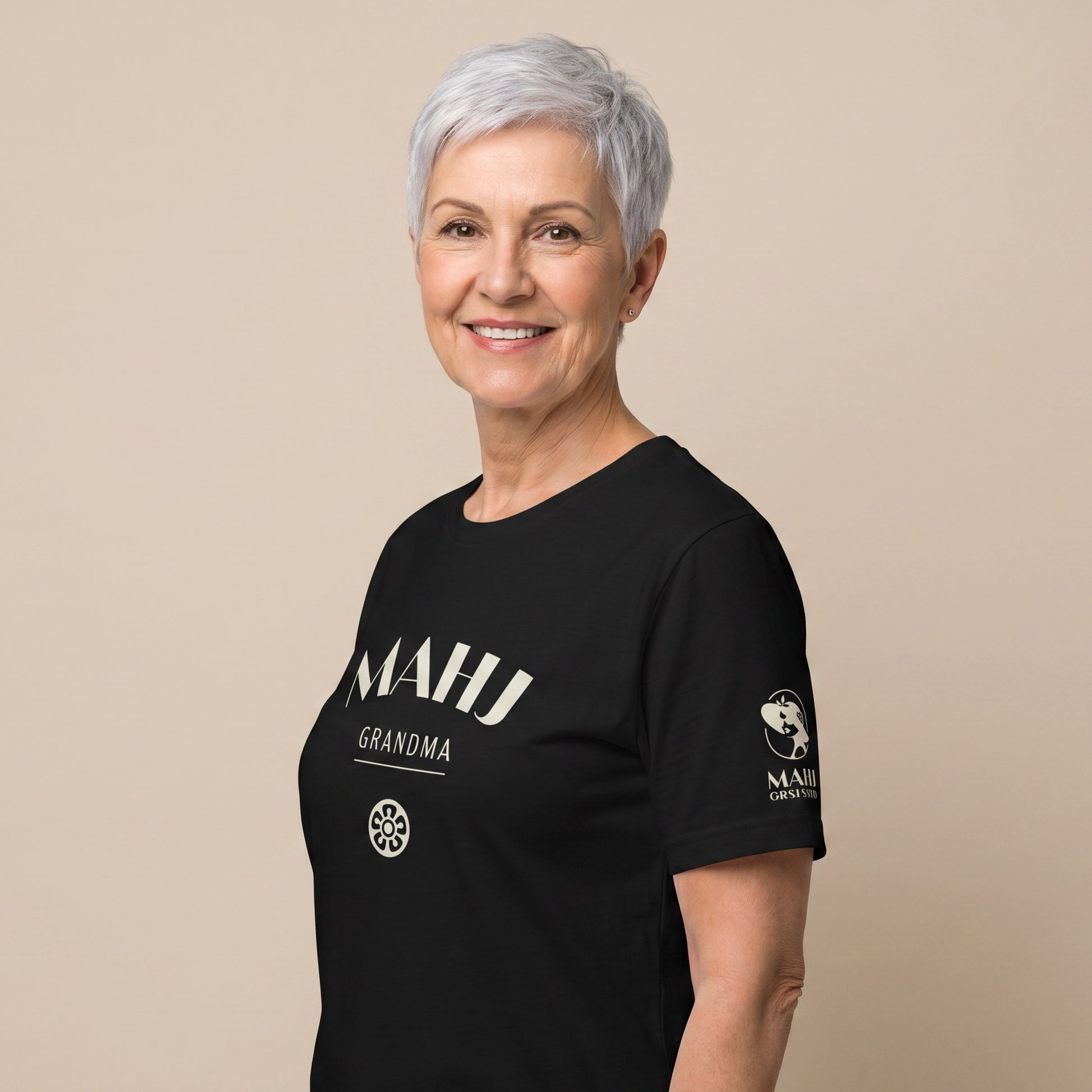 Mahjong tee Black three-quarter view - Mahj Obsessed [color:black]
