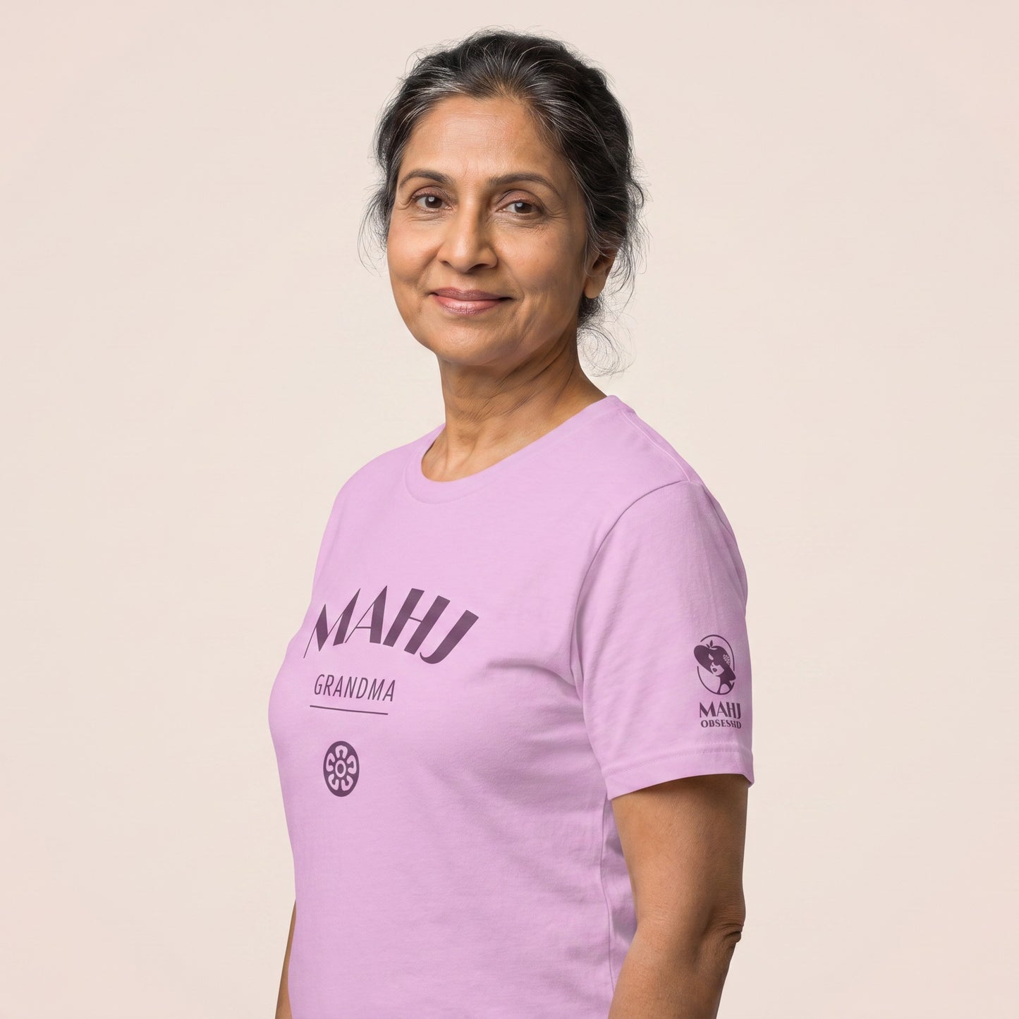Mahjong tee Lilac three-quarter view - Mahj Obsessed [color:lilac]