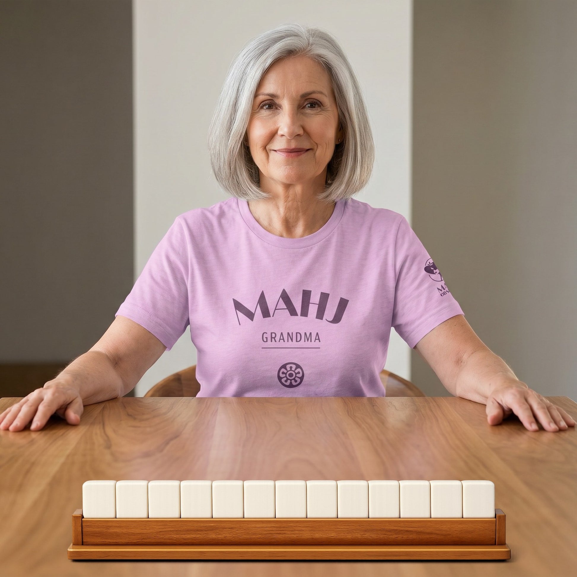 Mahjong t-shirt at game table Lilac - Mahj Obsessed [color:lilac]