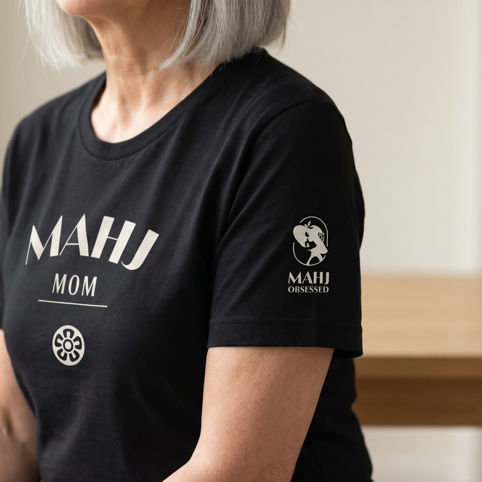 Mahjong t-shirt sleeve detail Black - Mahj Obsessed [color:black]