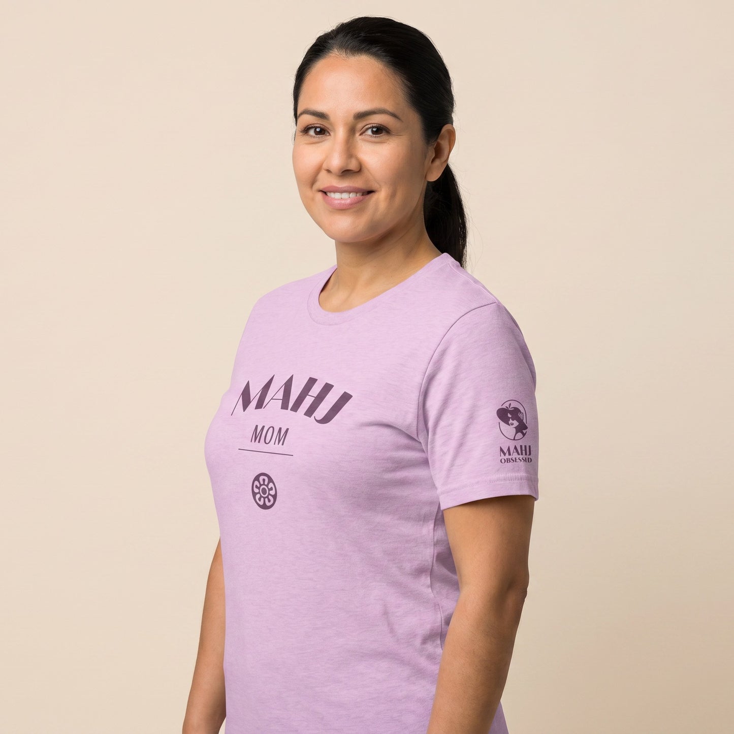 Mahjong tee Lilac three-quarter view - Mahj Obsessed [color:lilac]