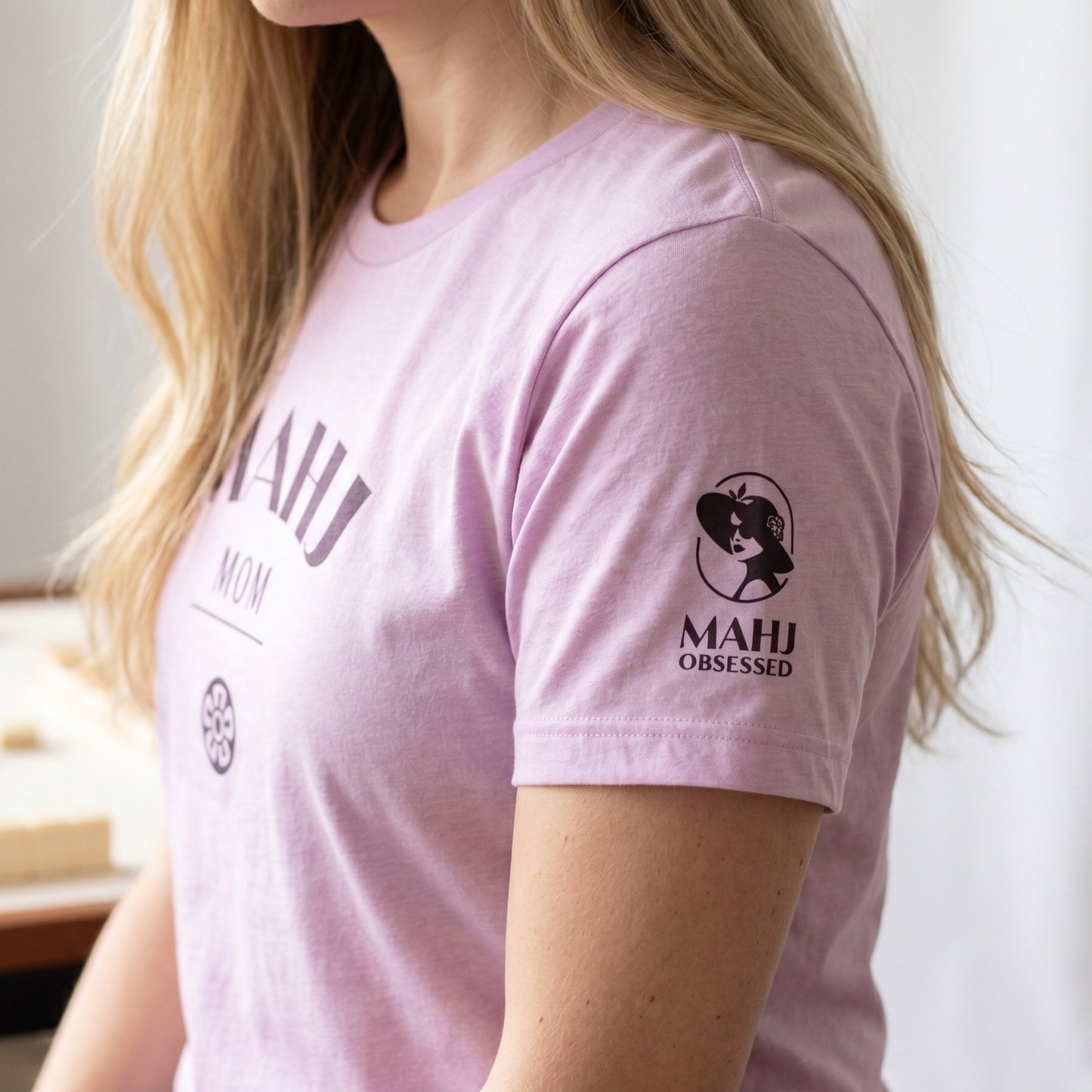 Mahjong t-shirt sleeve detail Lilac - Mahj Obsessed [color:lilac]