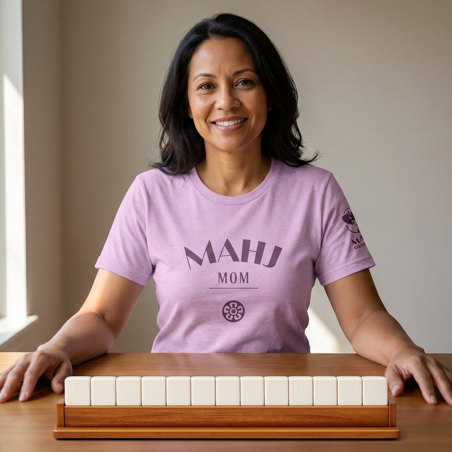 Mahjong t-shirt at game table Lilac - Mahj Obsessed [color:lilac]