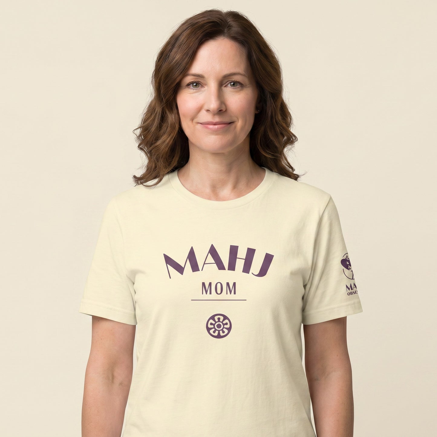 Women's mahjong t-shirt Natural front view - Mahj Obsessed [color:natural]
