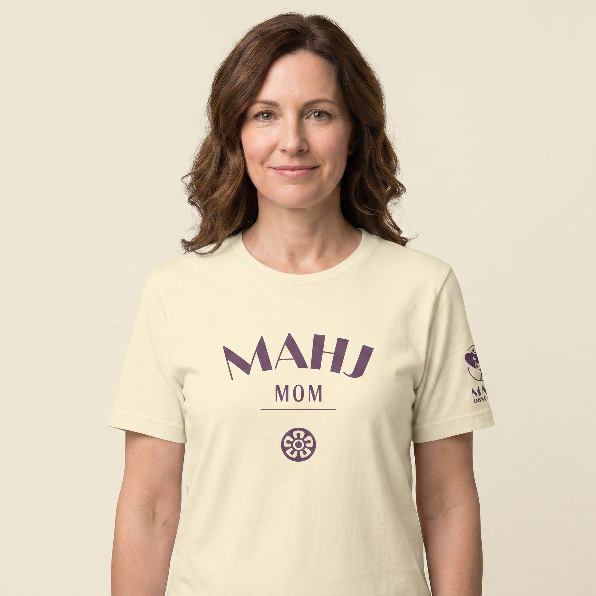 Women's mahjong t-shirt Natural front view - Mahj Obsessed [color:natural]