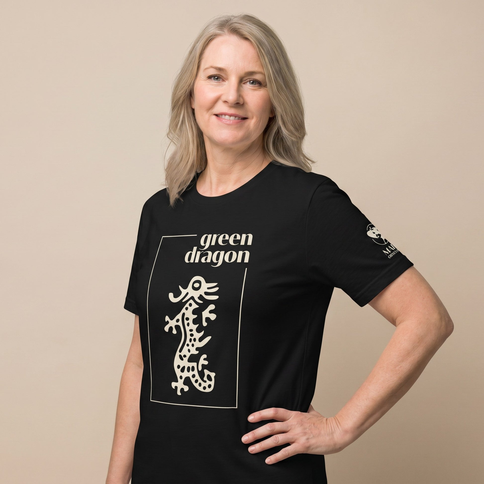 Mahjong tee Black three-quarter view - Mahj Obsessed [color:black]