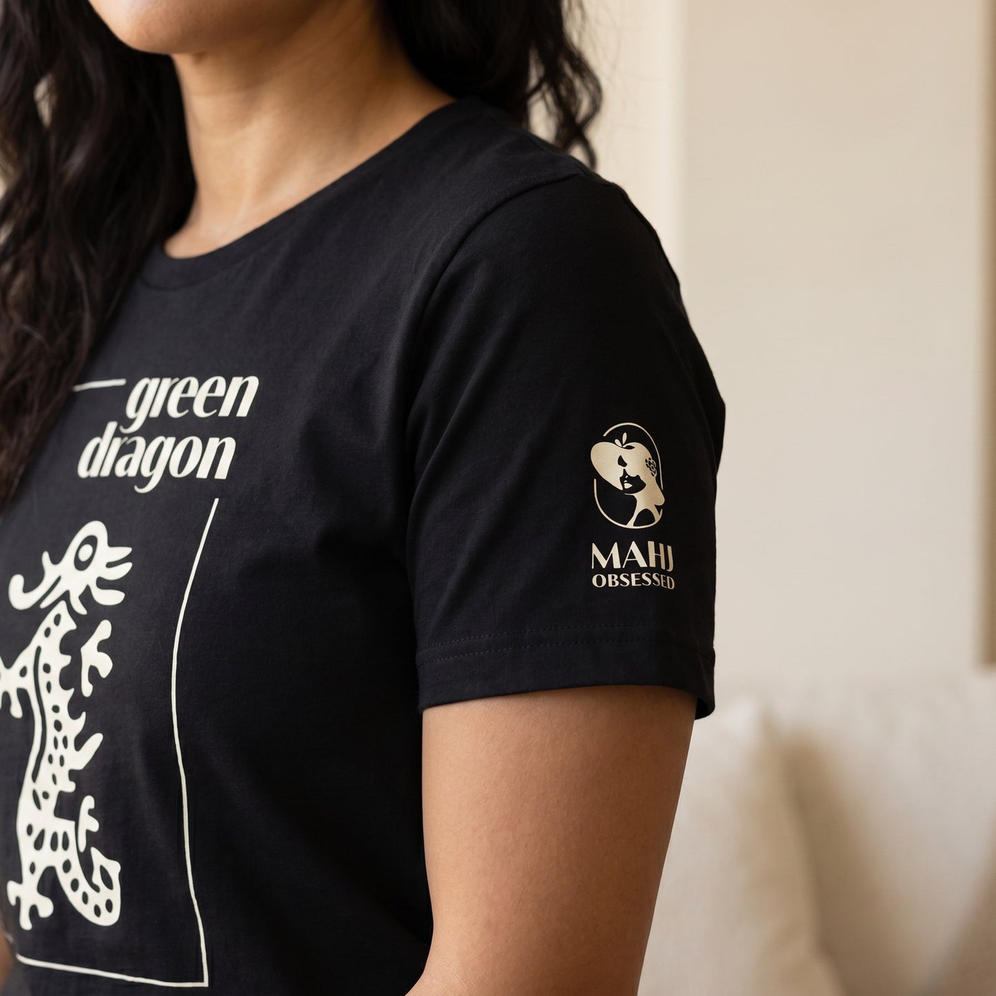 Mahjong t-shirt sleeve detail Black - Mahj Obsessed [color:black]