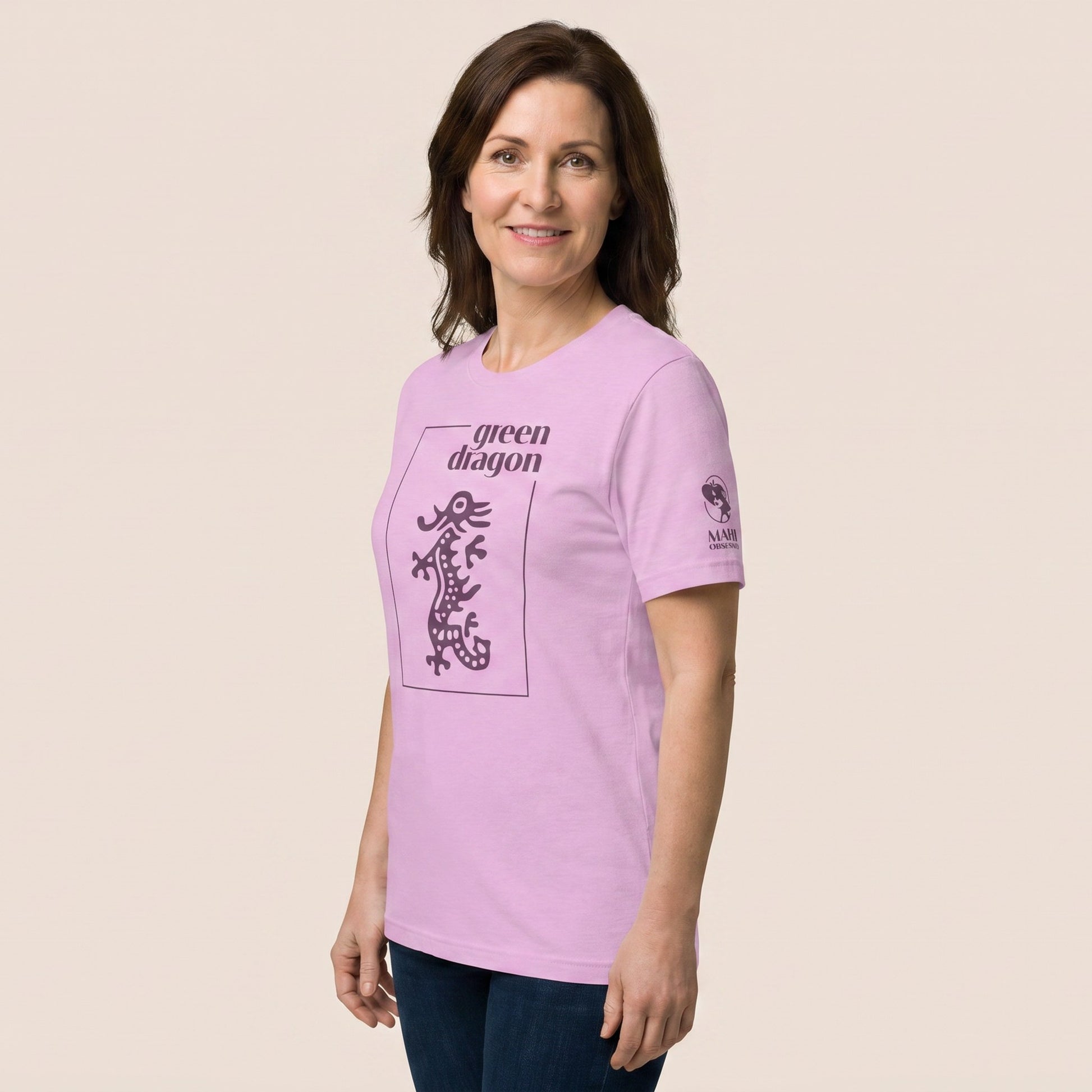 Mahjong tee Lilac three-quarter view - Mahj Obsessed [color:lilac]
