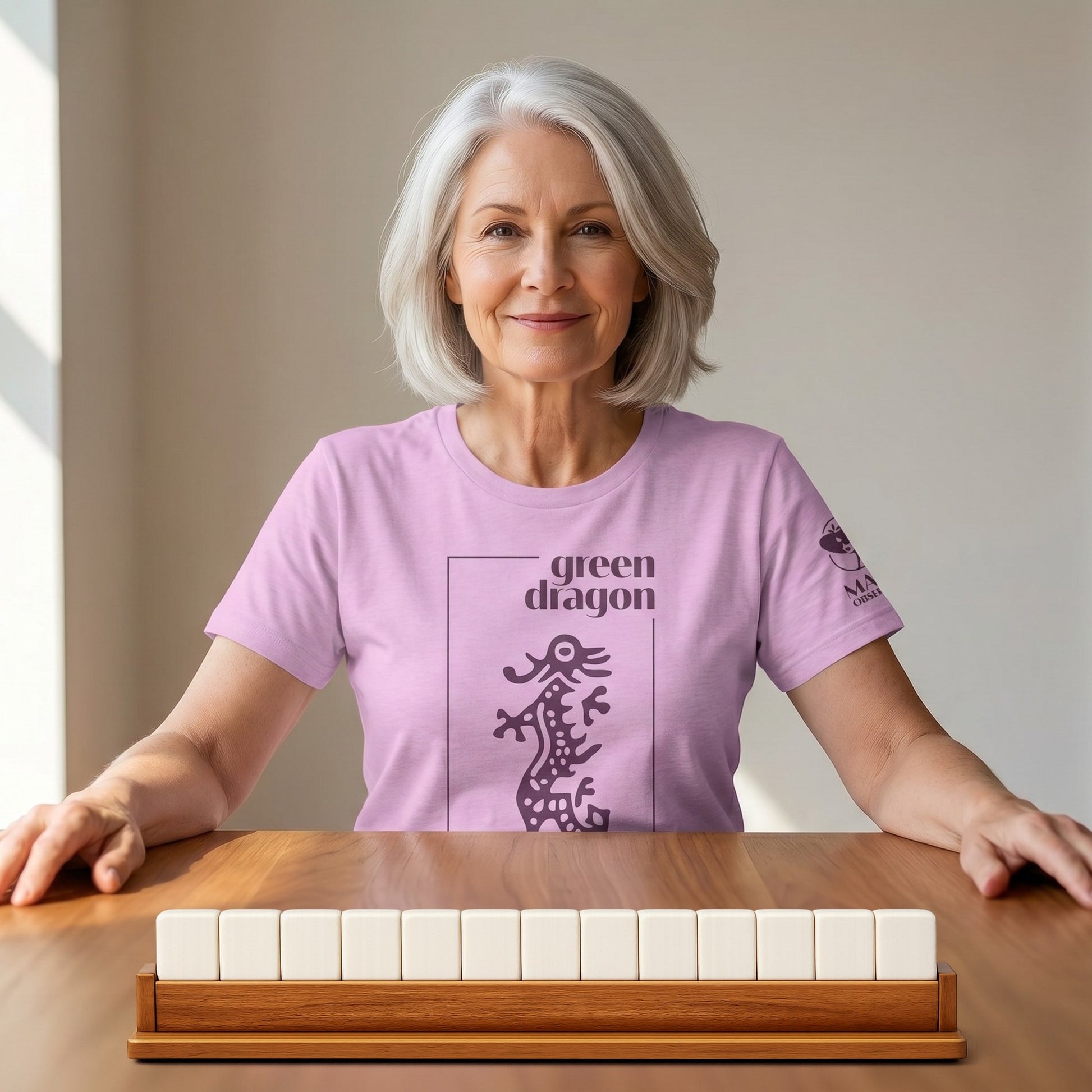 Mahjong t-shirt at game table Lilac - Mahj Obsessed [color:lilac]
