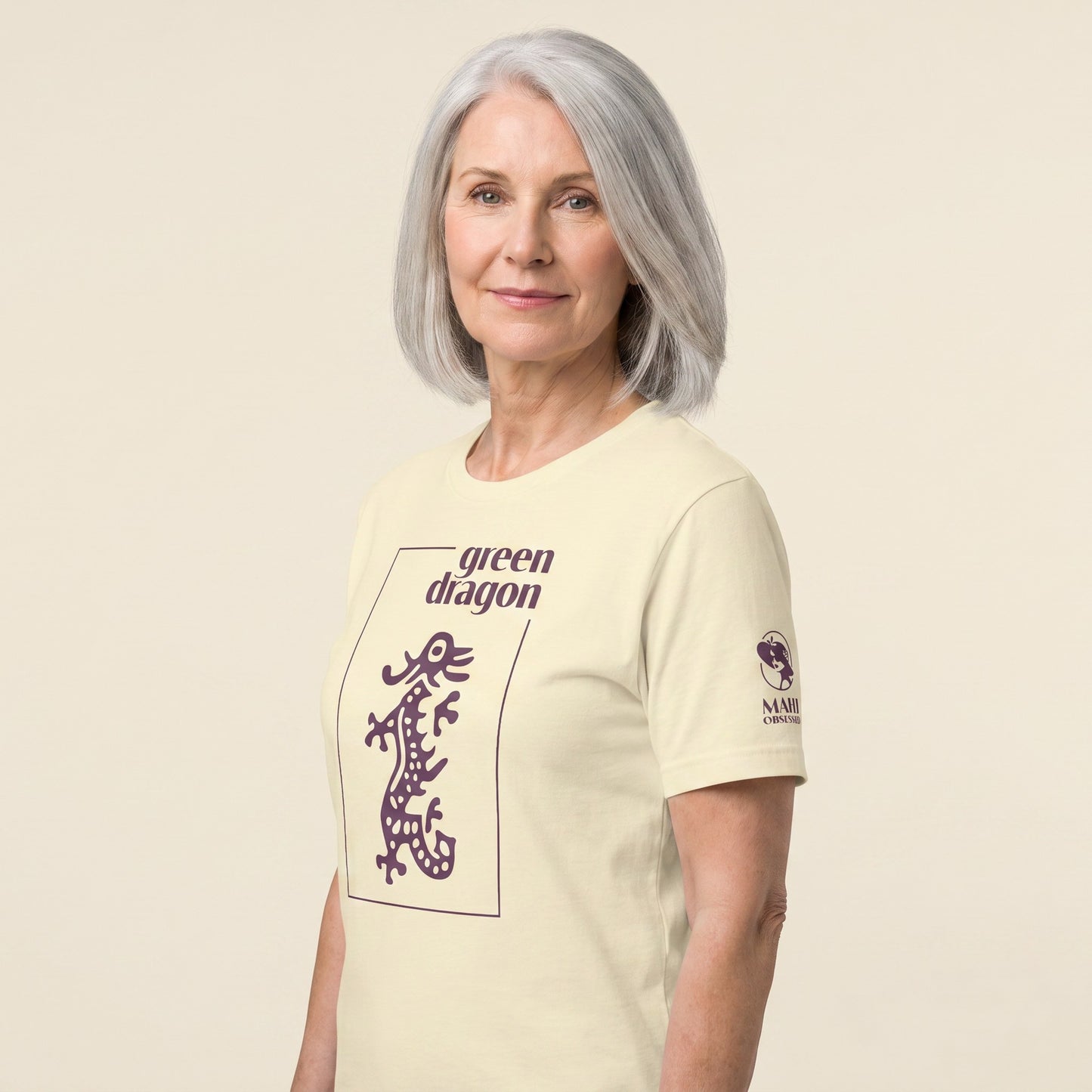 Mahjong tee Natural three-quarter view - Mahj Obsessed [color:natural]