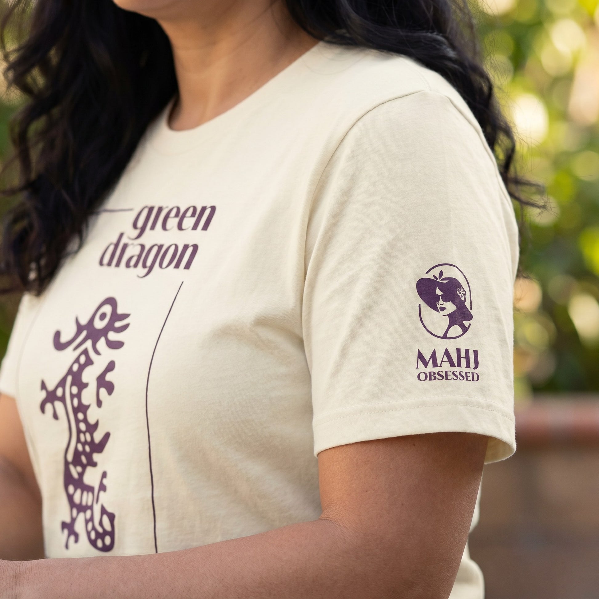 Mahjong t-shirt sleeve detail Natural - Mahj Obsessed [color:natural]