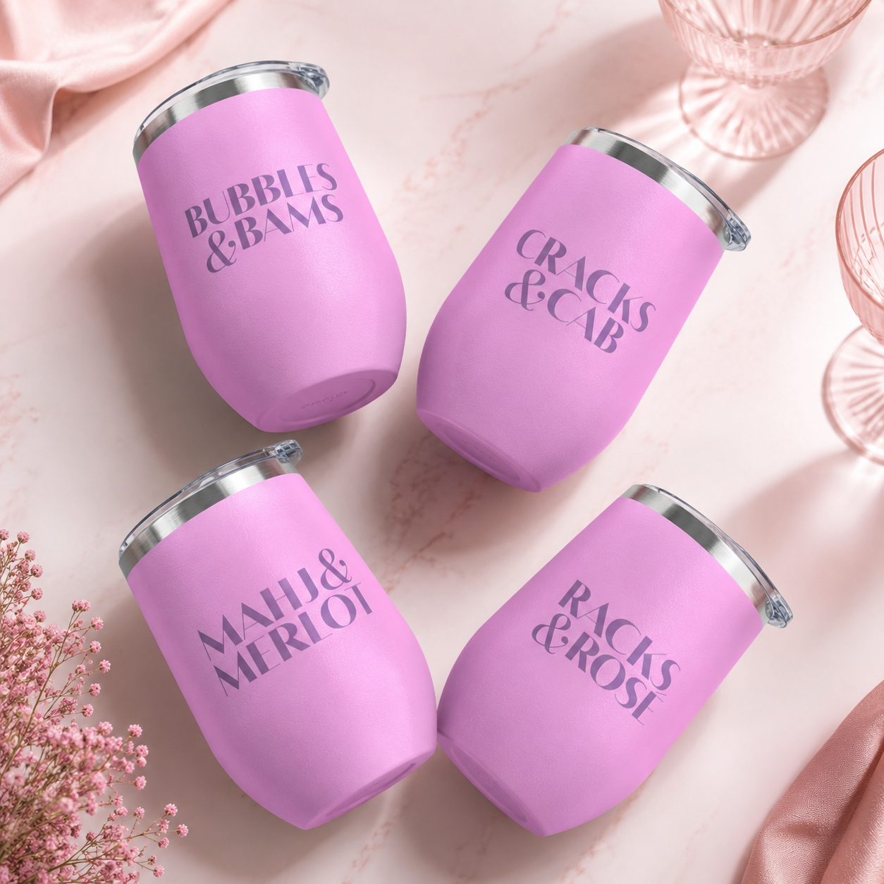Happy Hour Wine Tumbler Set of 4