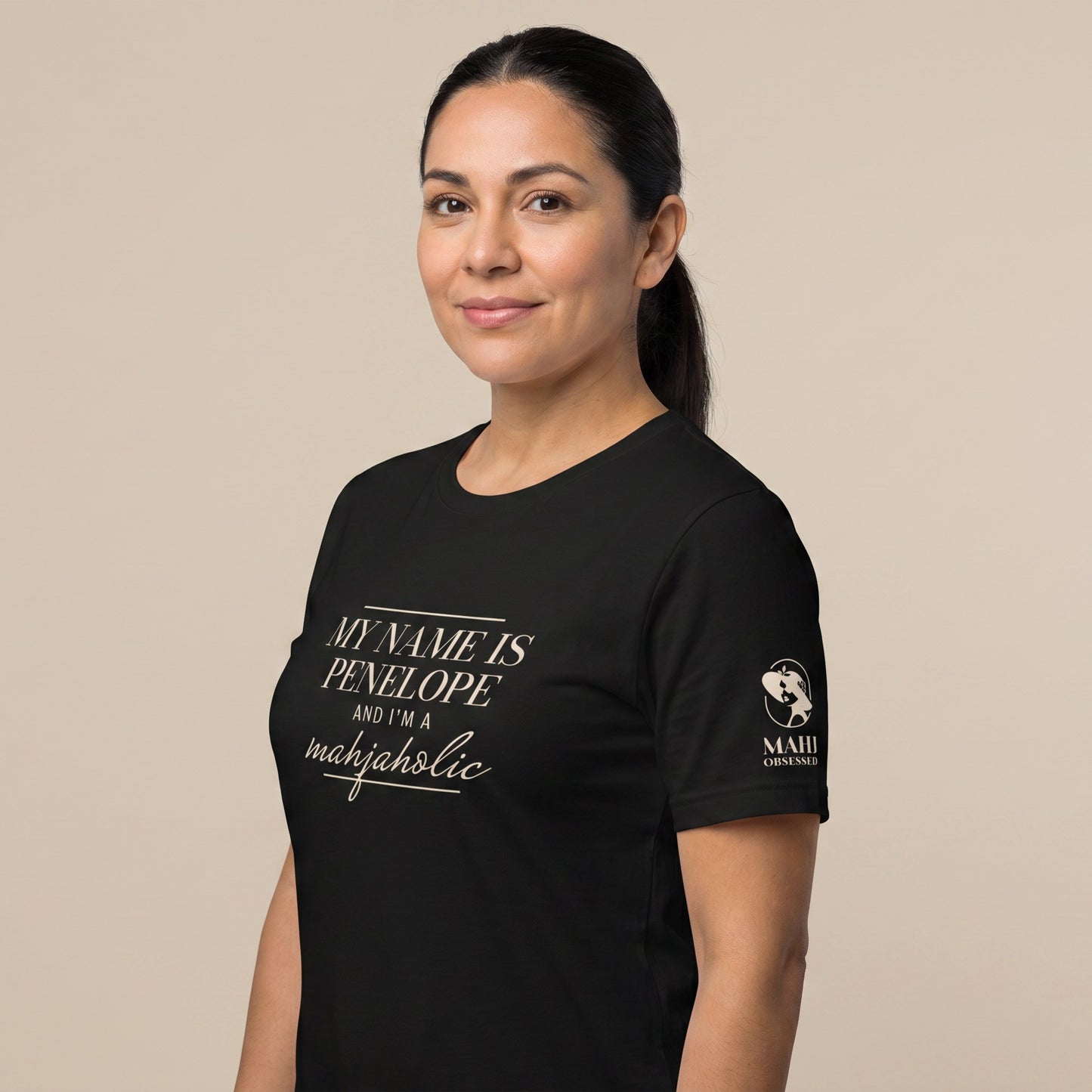 Mahjong tee Black three-quarter view - Mahj Obsessed [color:black]