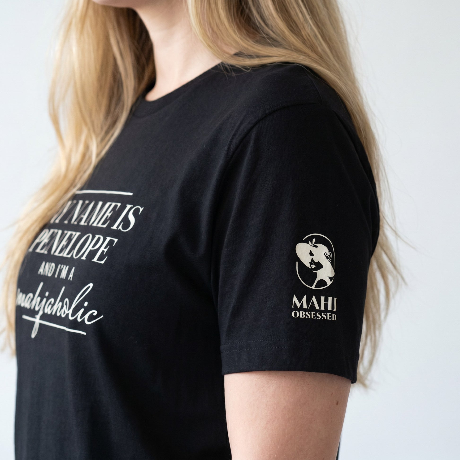 Mahjong t-shirt sleeve detail Black - Mahj Obsessed [color:black]