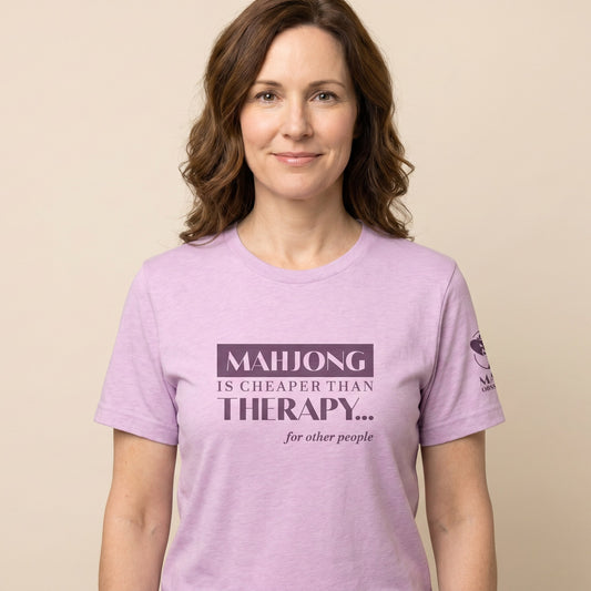 Women's mahjong t-shirt Lilac front view - Mahj Obsessed [color:lilac]