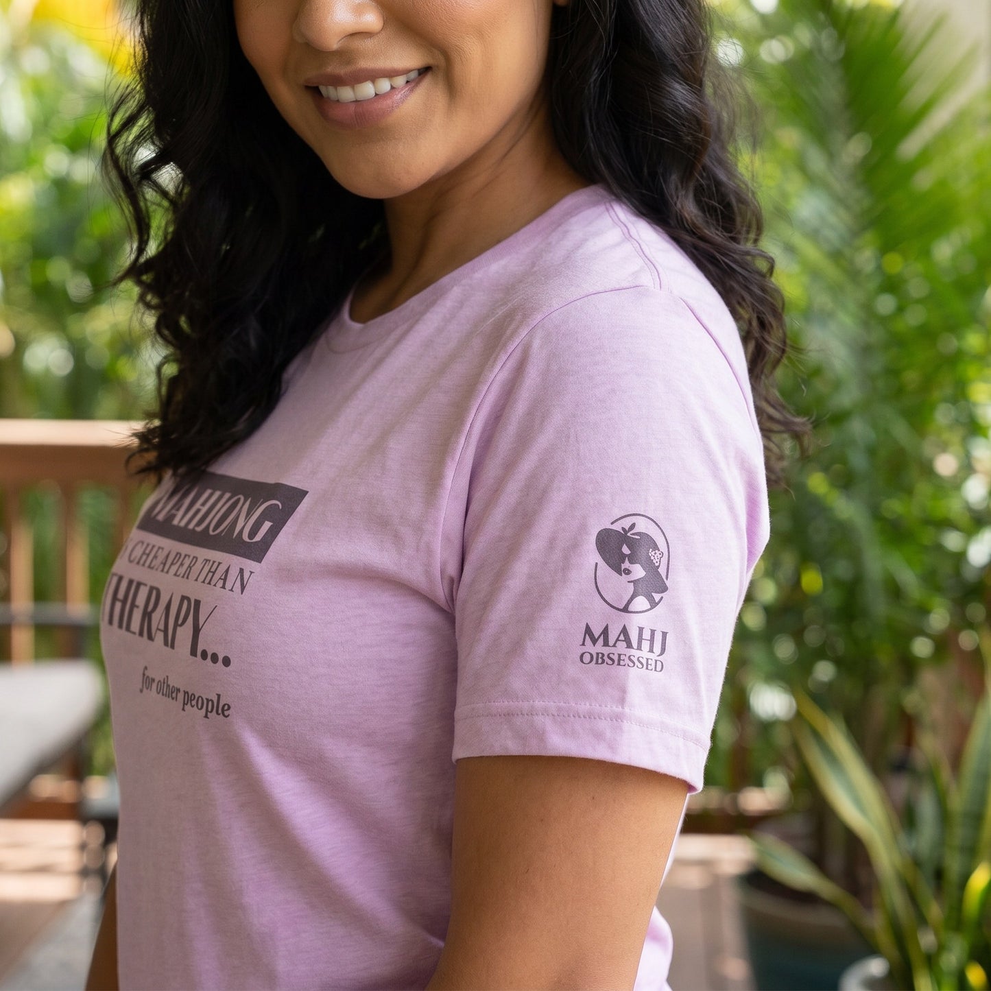 Mahjong t-shirt sleeve detail Lilac - Mahj Obsessed [color:lilac]
