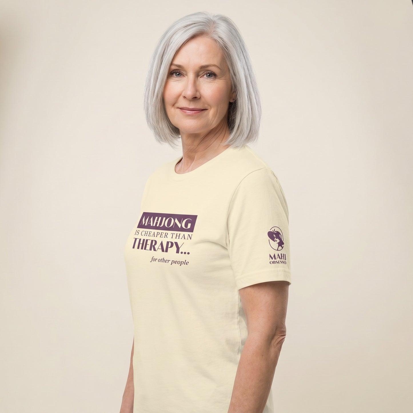 Mahjong tee Natural three-quarter view - Mahj Obsessed [color:natural]