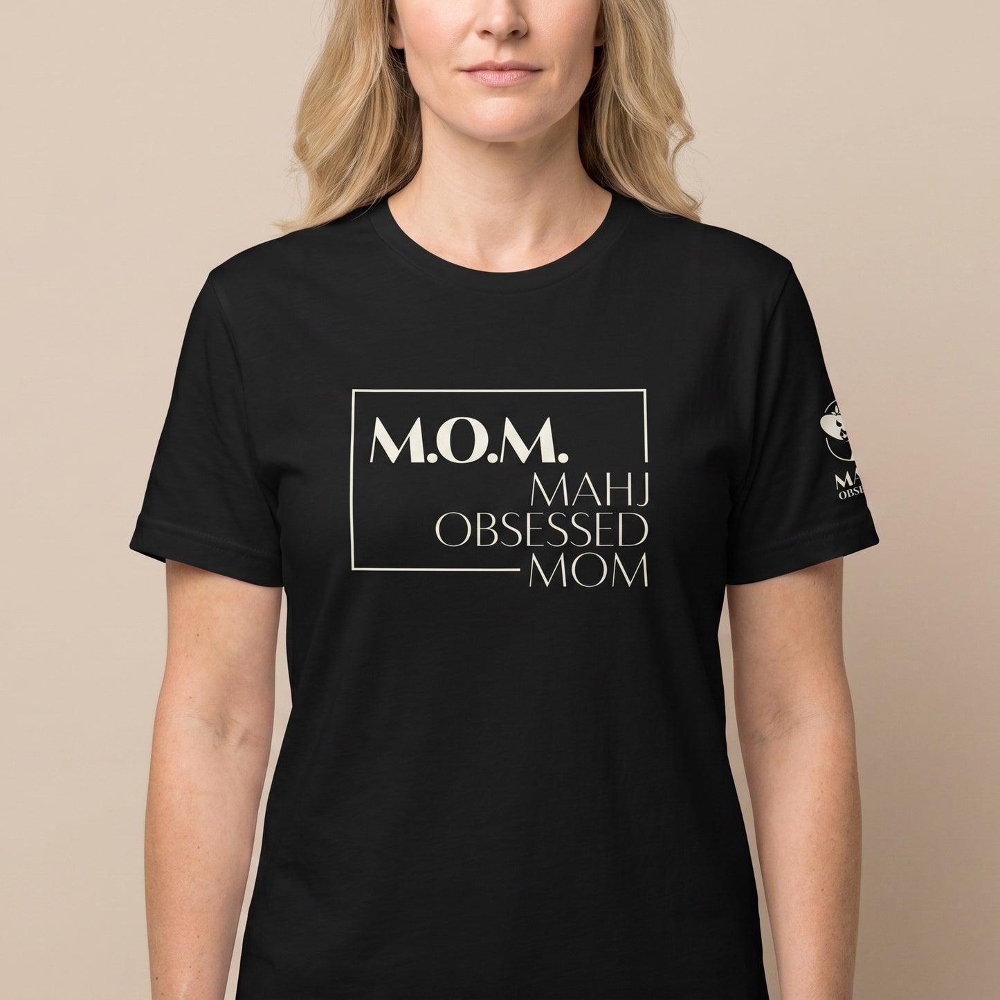 Women's mahjong t-shirt Black front view - Mahj Obsessed [color:black]