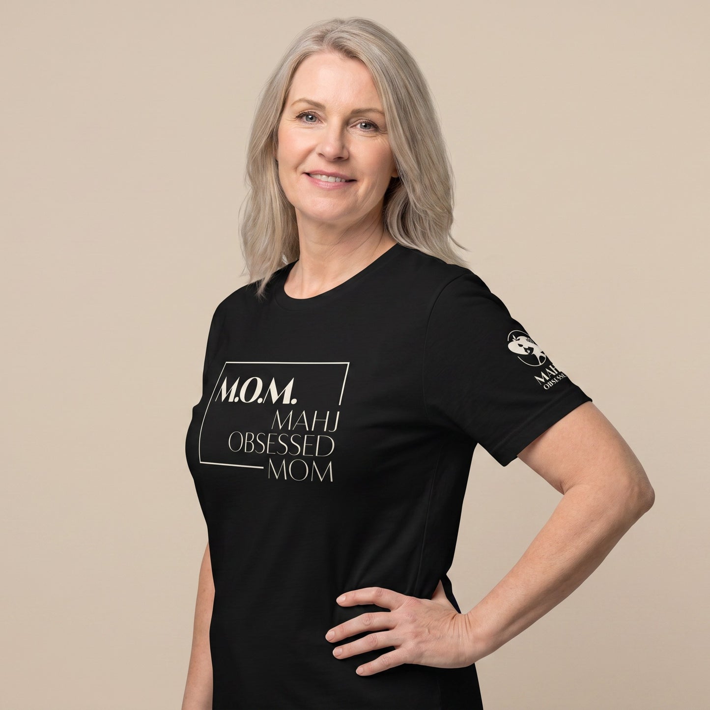 Mahjong tee Black three-quarter view - Mahj Obsessed [color:black]