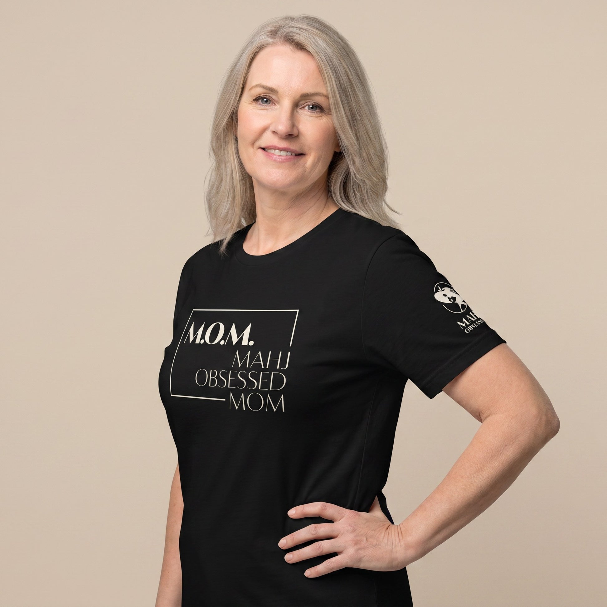 Mahjong tee Black three-quarter view - Mahj Obsessed [color:black]
