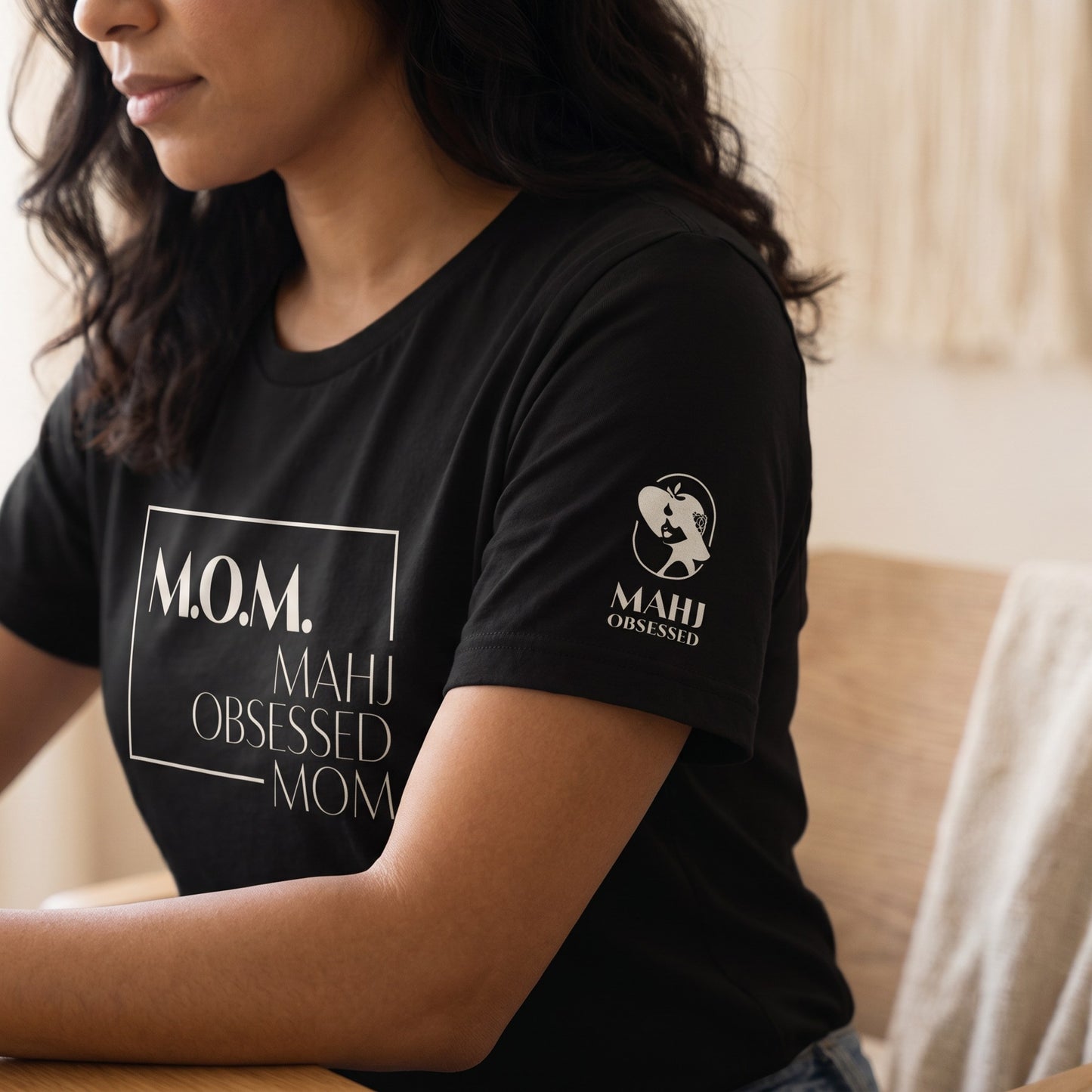 Mahjong t-shirt sleeve detail Black - Mahj Obsessed [color:black]