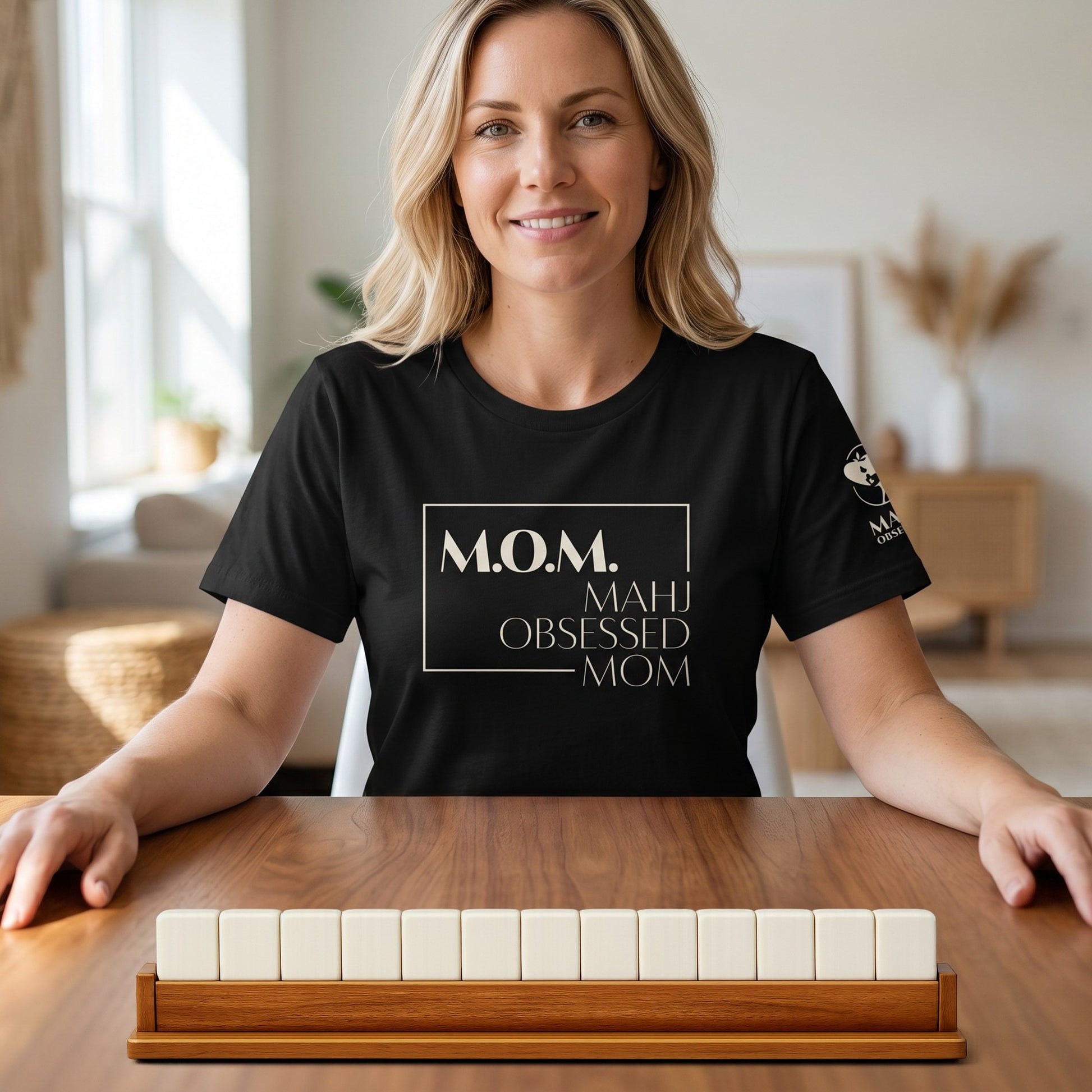 Mahjong t-shirt at game table Black - Mahj Obsessed [color:black]