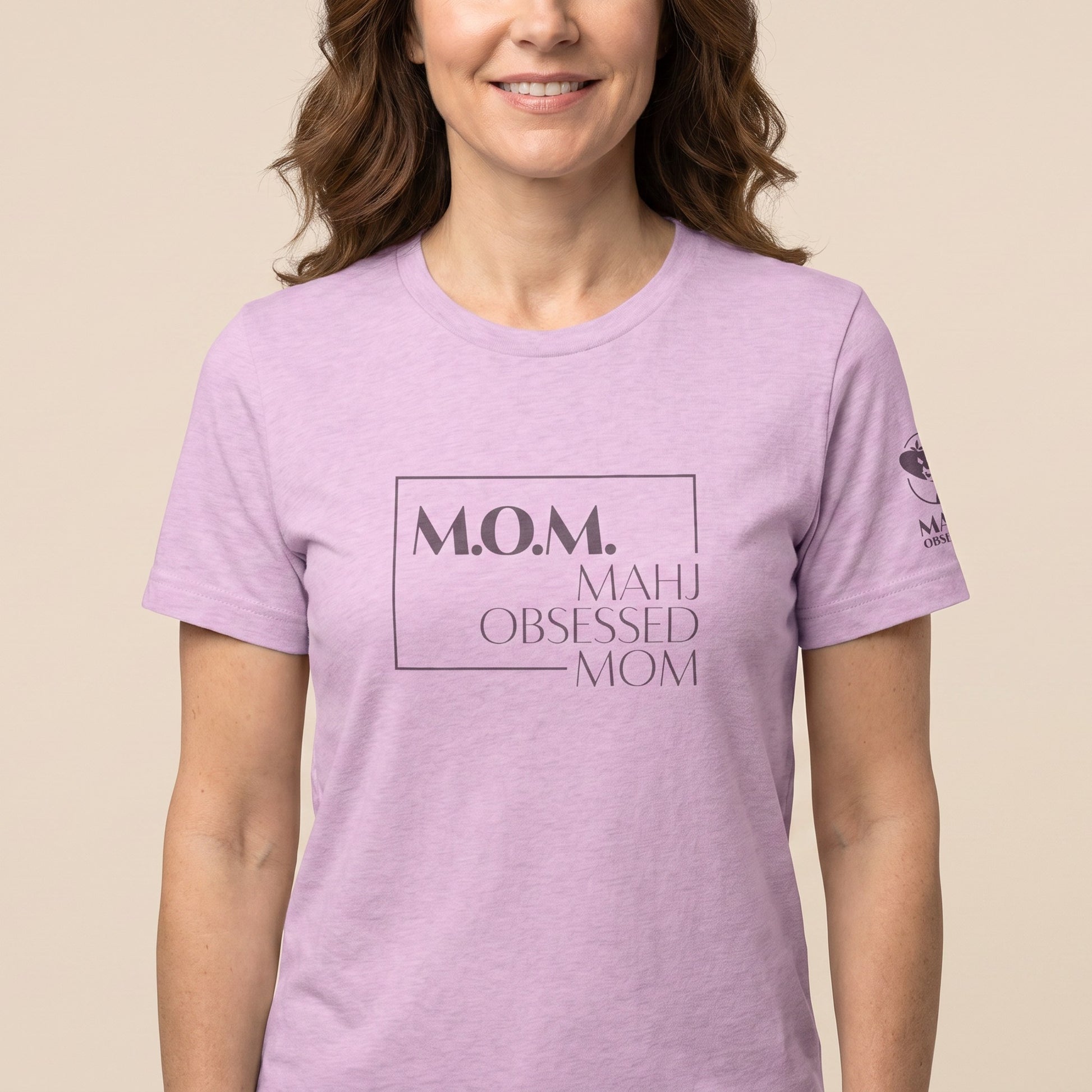 Women's mahjong t-shirt Lilac front view - Mahj Obsessed [color:lilac]
