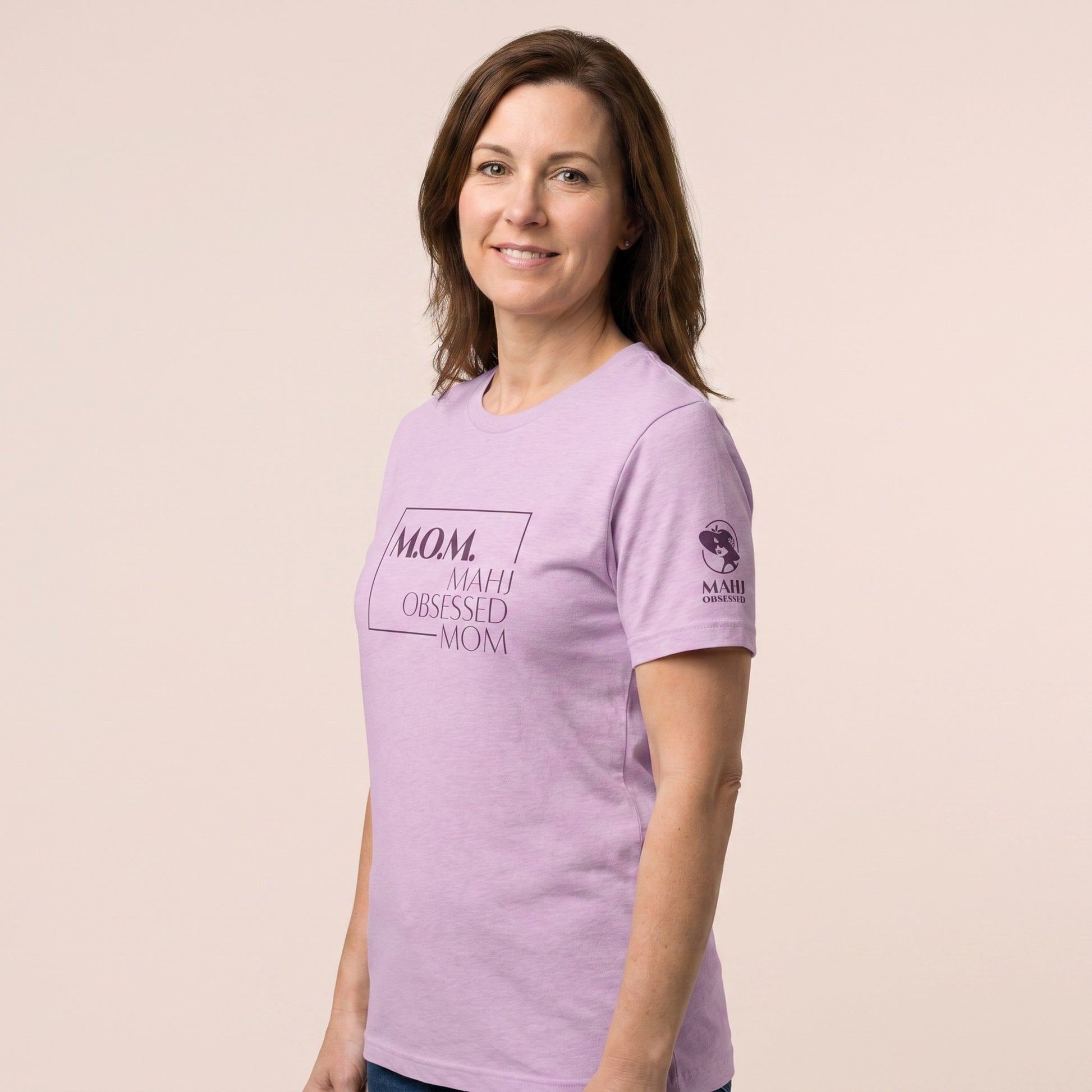 Mahjong tee Lilac three-quarter view - Mahj Obsessed [color:lilac]