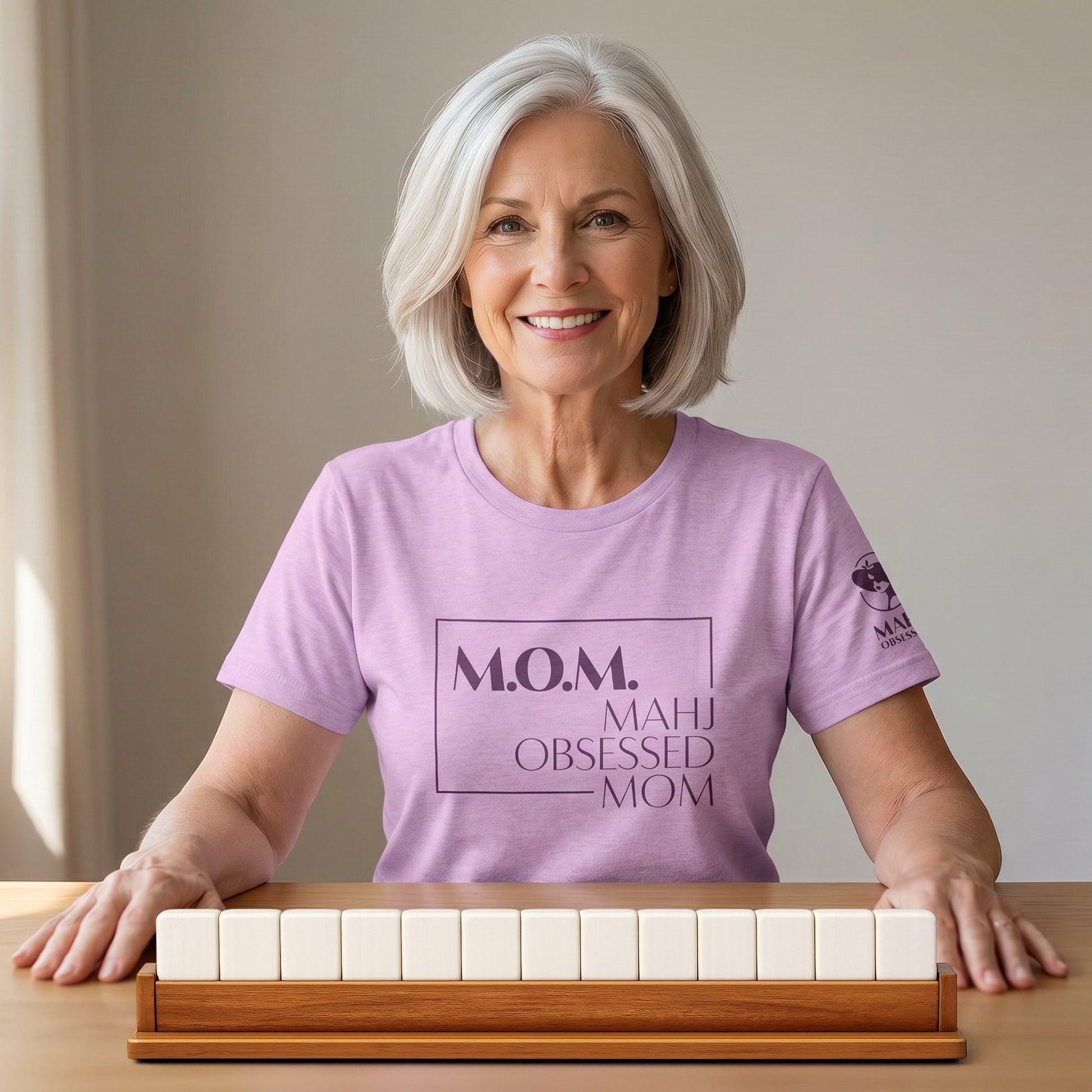 Mahjong t-shirt at game table Lilac - Mahj Obsessed [color:lilac]