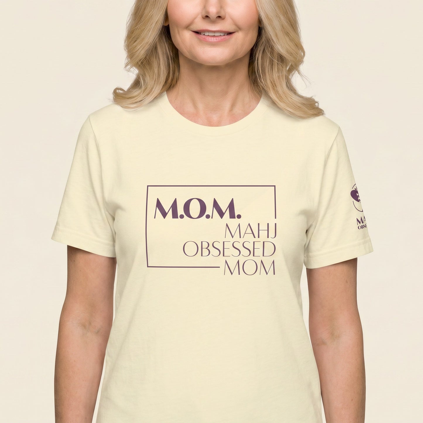 Women's mahjong t-shirt Natural front view - Mahj Obsessed [color:natural]