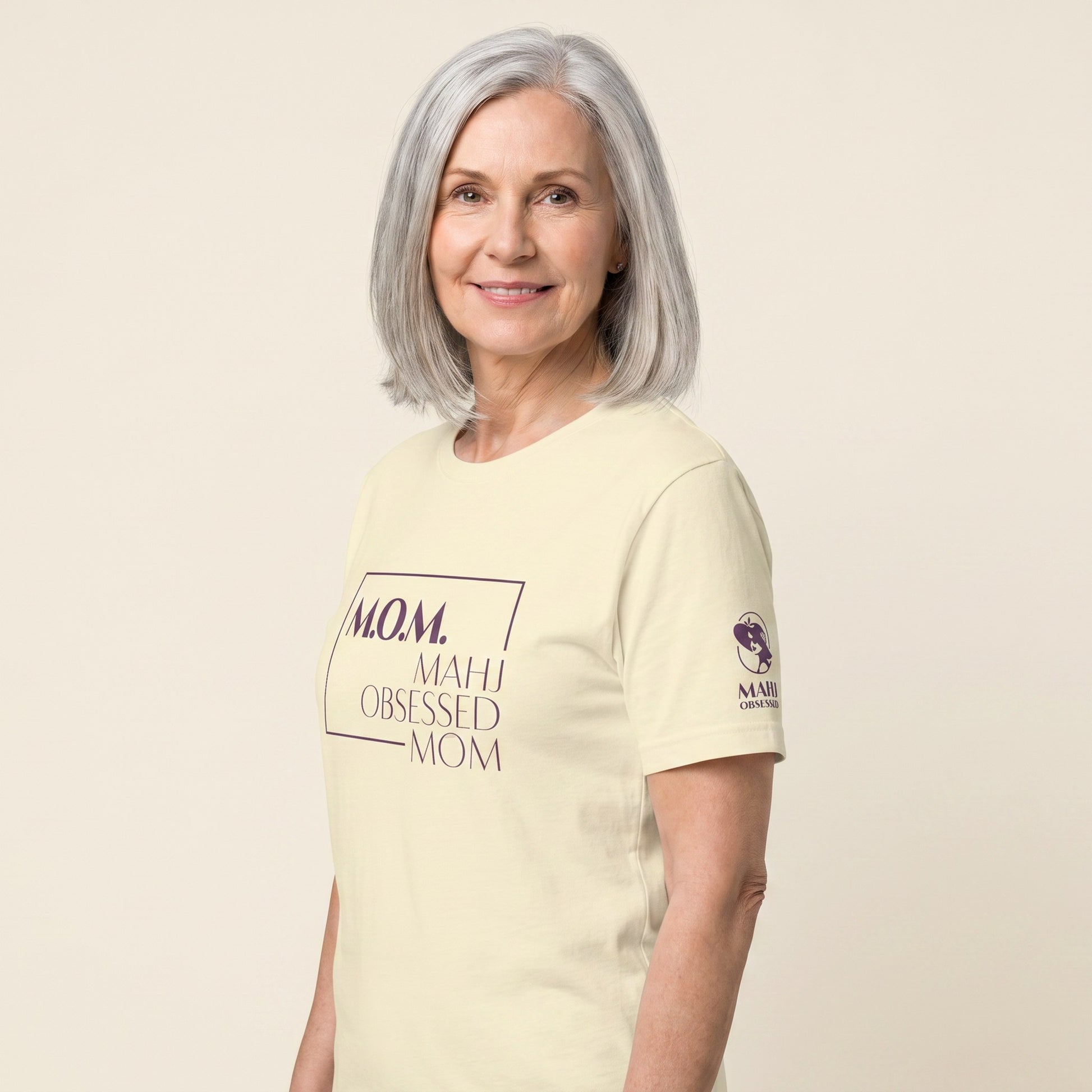 Mahjong tee Natural three-quarter view - Mahj Obsessed [color:natural]