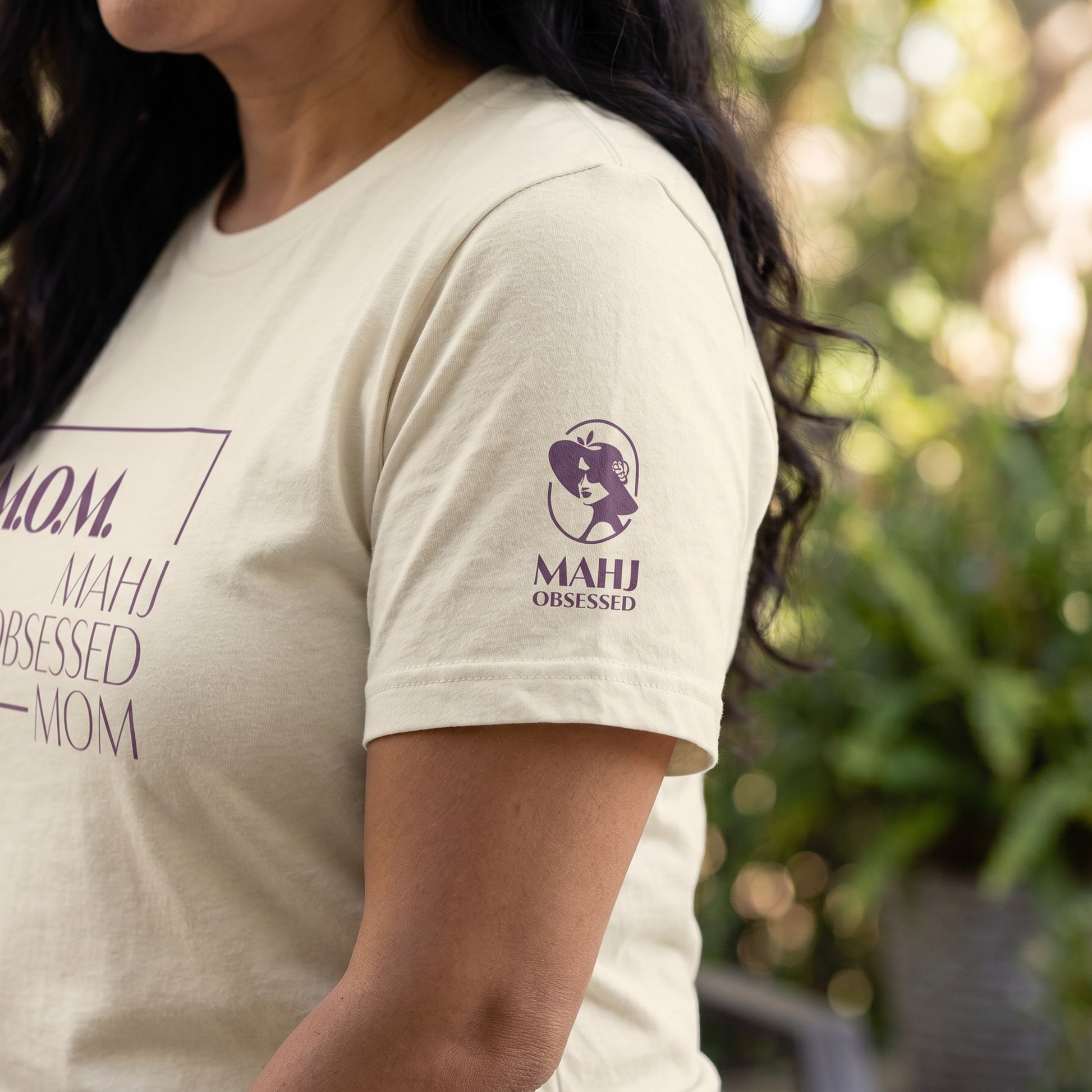 Mahjong t-shirt sleeve detail Natural - Mahj Obsessed [color:natural]