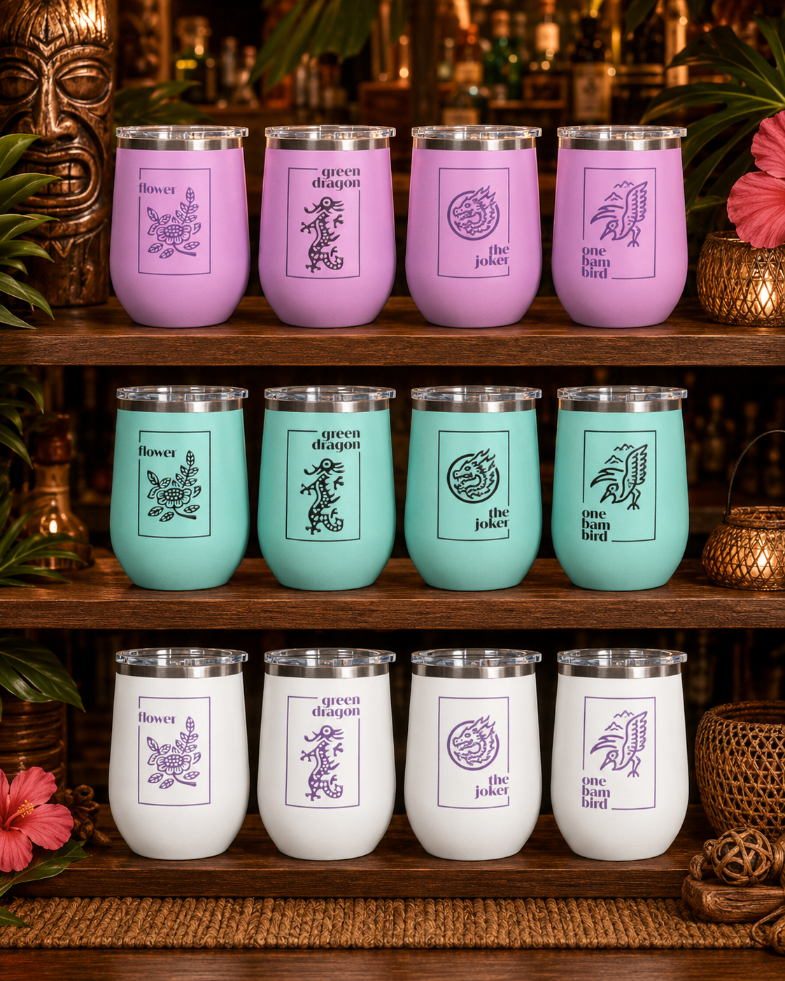 Mahj Classics Wine Tumbler Set of 4