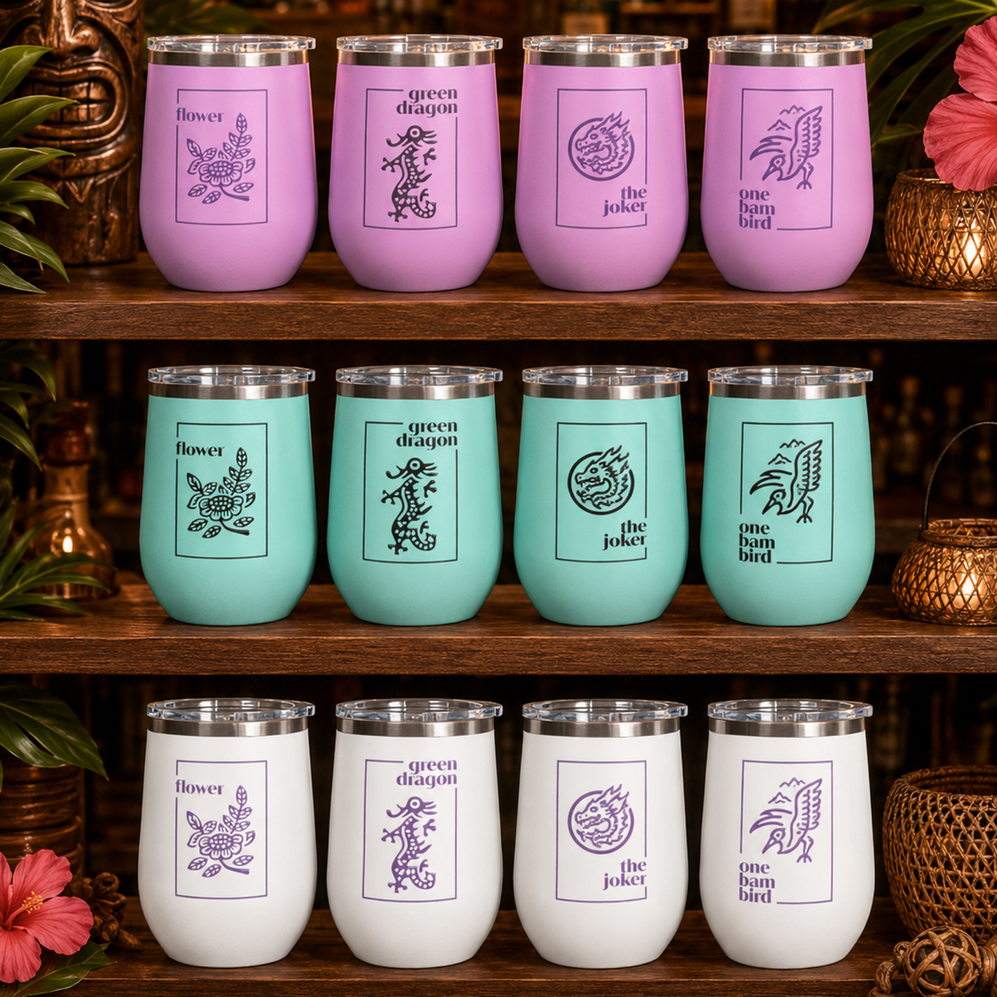 Mahj Classics Wine Tumbler Set of 4