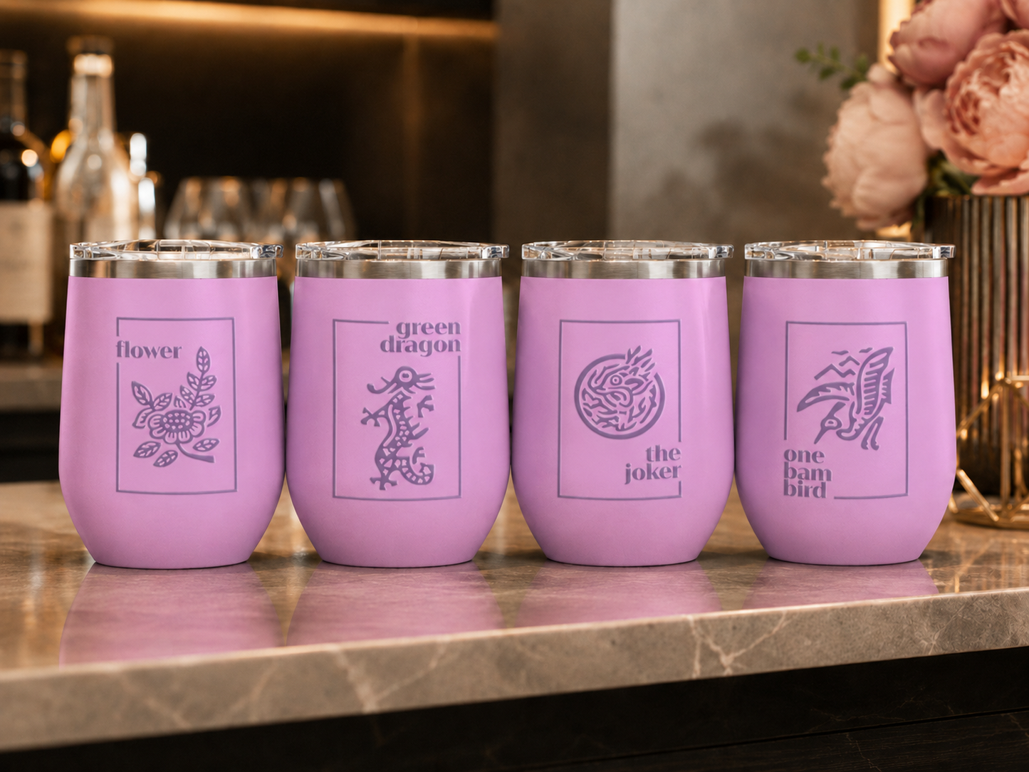 Mahj Classics Wine Tumbler Set of 4