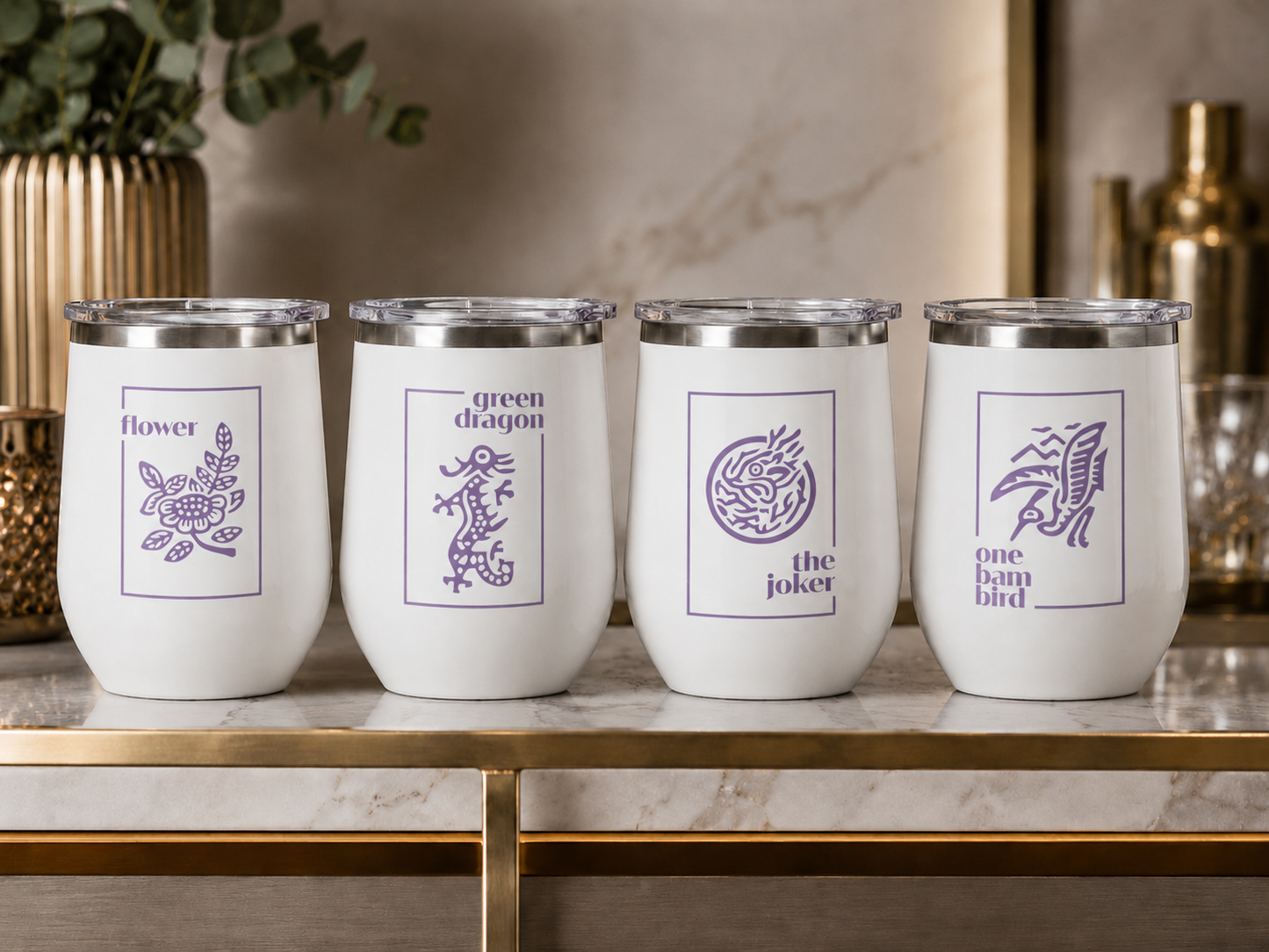 Mahj Classics Wine Tumbler Set of 4